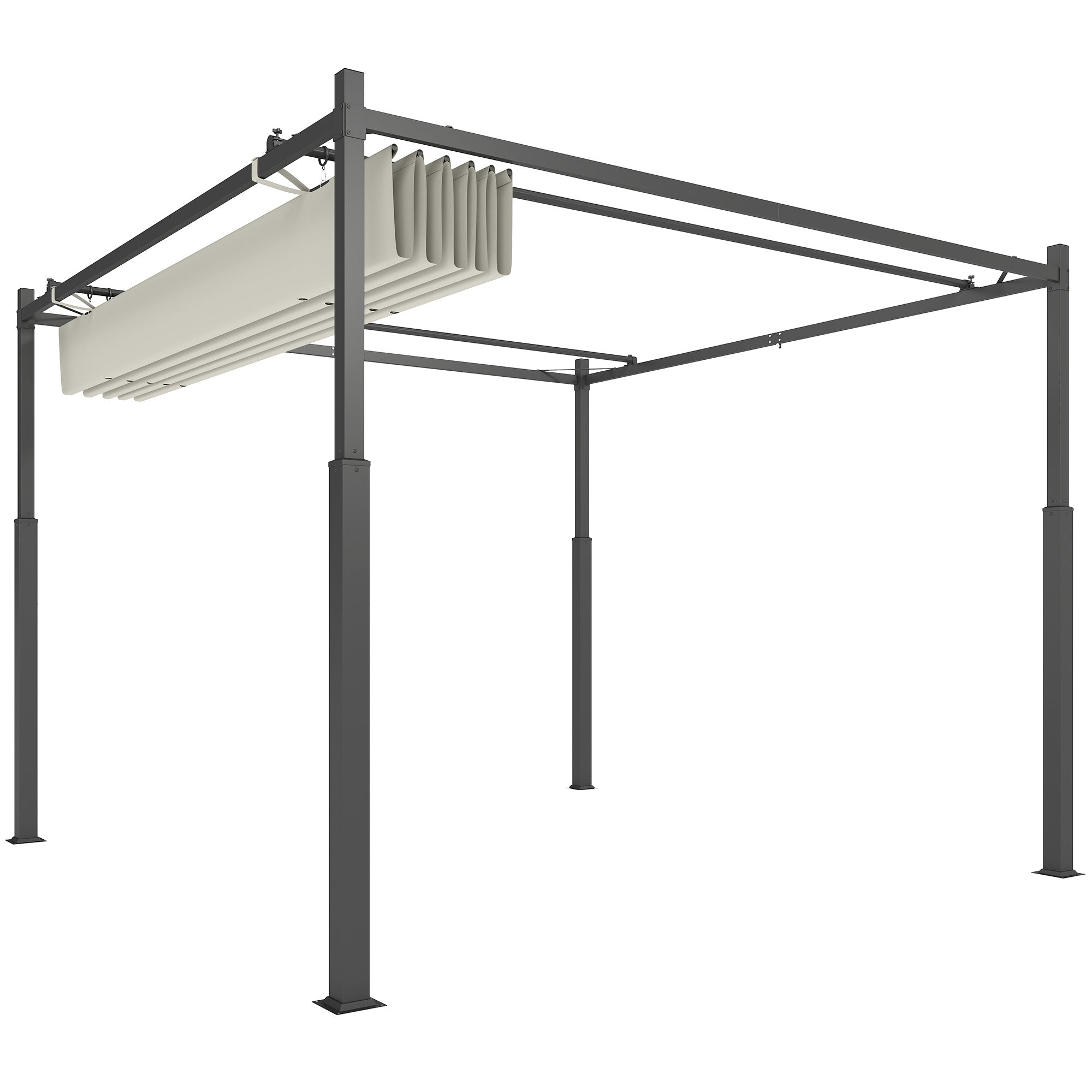 Retractable Sliding Pergola 3 x 3 m Outdoor Garden Pergola with Magnetic Fixation, Garden Canopy, High Density 180g/m? Polyester, Sun Shelter UPF30+, for Terrace, Patio, Cream
