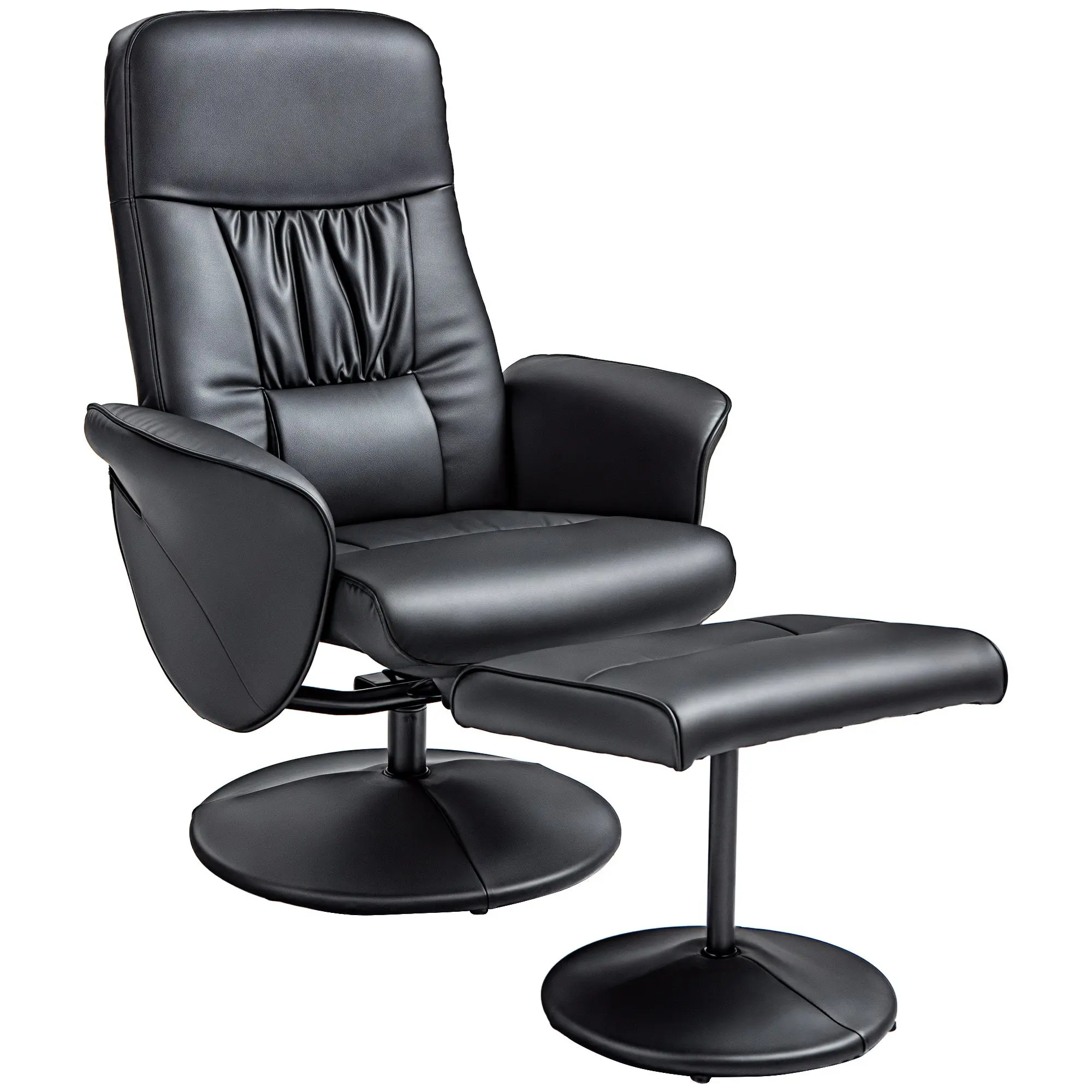 Recliner Chair with Ottoman, TV Recliner, TV Chair with Reclining Function, Swivel Upholstered Chair for Living Room, Bedroom, up to 160 kg, Faux Leather, Black