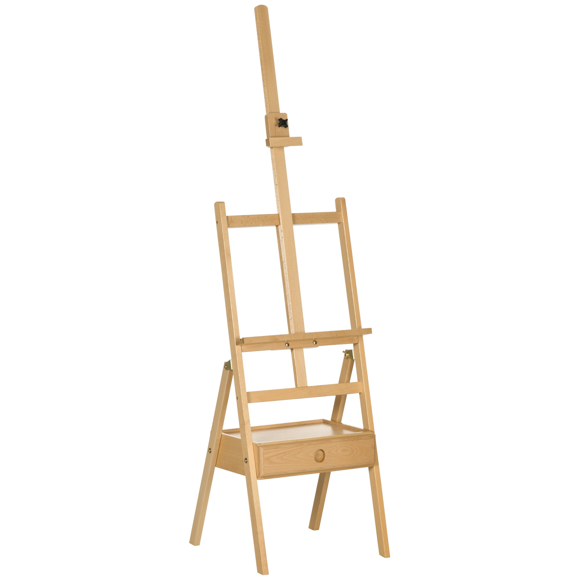 Vinsetto Vešiak Drevený Veľký 150-190 cm Vysoký Drevený Vešiak pre Plátna do 92 cm Sada na Malovanie s Integrovaným Prípadom Prenosného Plátna pre Maľovanie, Kreslenie, Svadby, Výstavy