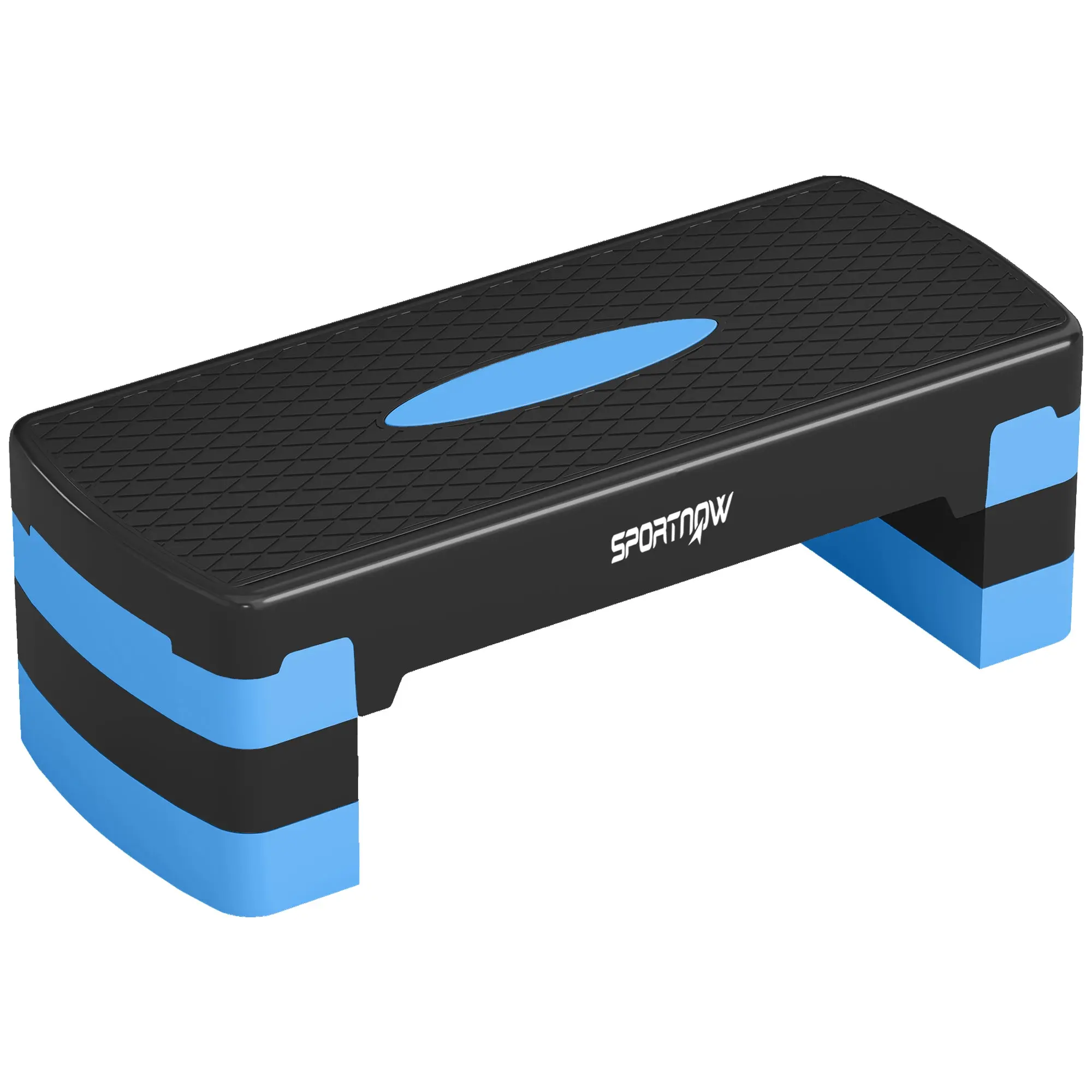SPORTNOW 3-Level Aerobic Fitness Stepper, Adjustable Heights 3.9/5.9/7.9 in with Risers, Anti-Slip Surface, 331 lb Capacity, Home & Gym - Blue