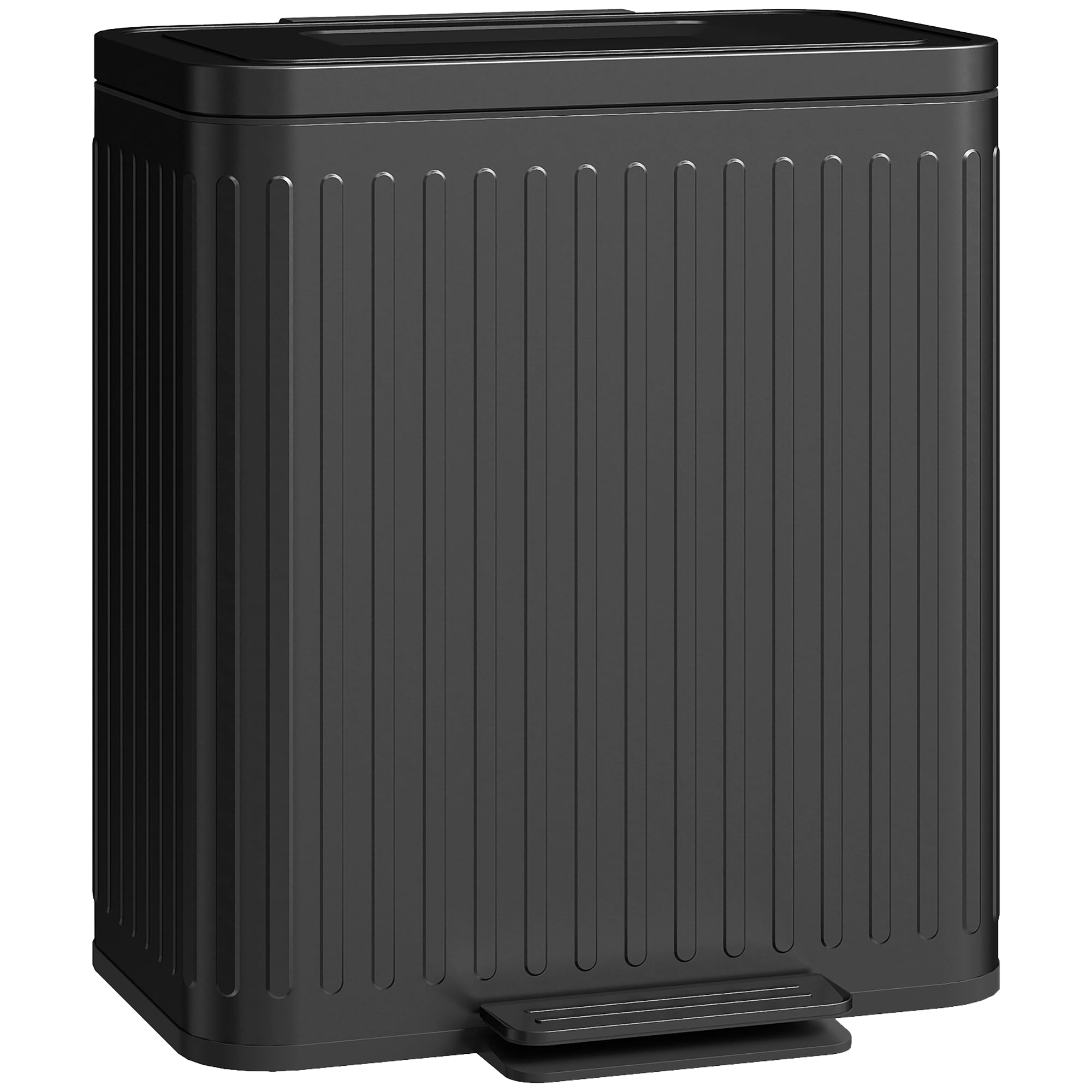 HOMCOM Treteimer 2×20 l — 40 l Doppelbehälter zum Mülltrennen, Soft-Close-Deckel, arretierbare Öffnung, herausnehmbare Inneneimer, schwarz, 45,5 × 36,5 × 51 cm