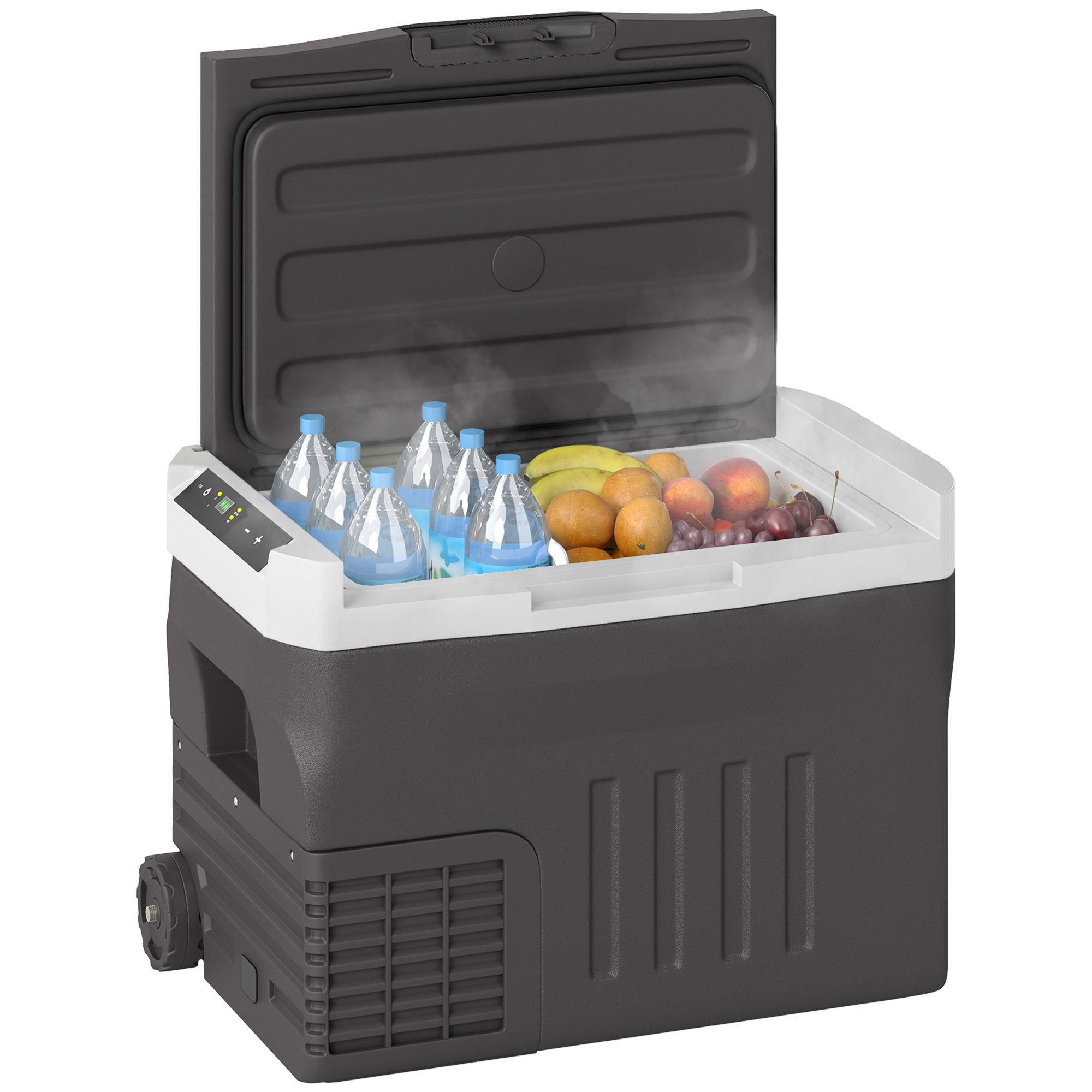 Outsunny 30-liitrine kompressorjahutuskast - Elektriline külmik, LED ECO-režiimiga, jahutamisfunktsioon, sügavkülmik, Thermobox, mini külmik 12/230 voldi jaoks auto pistikupessa, veokile, telkimiseks 