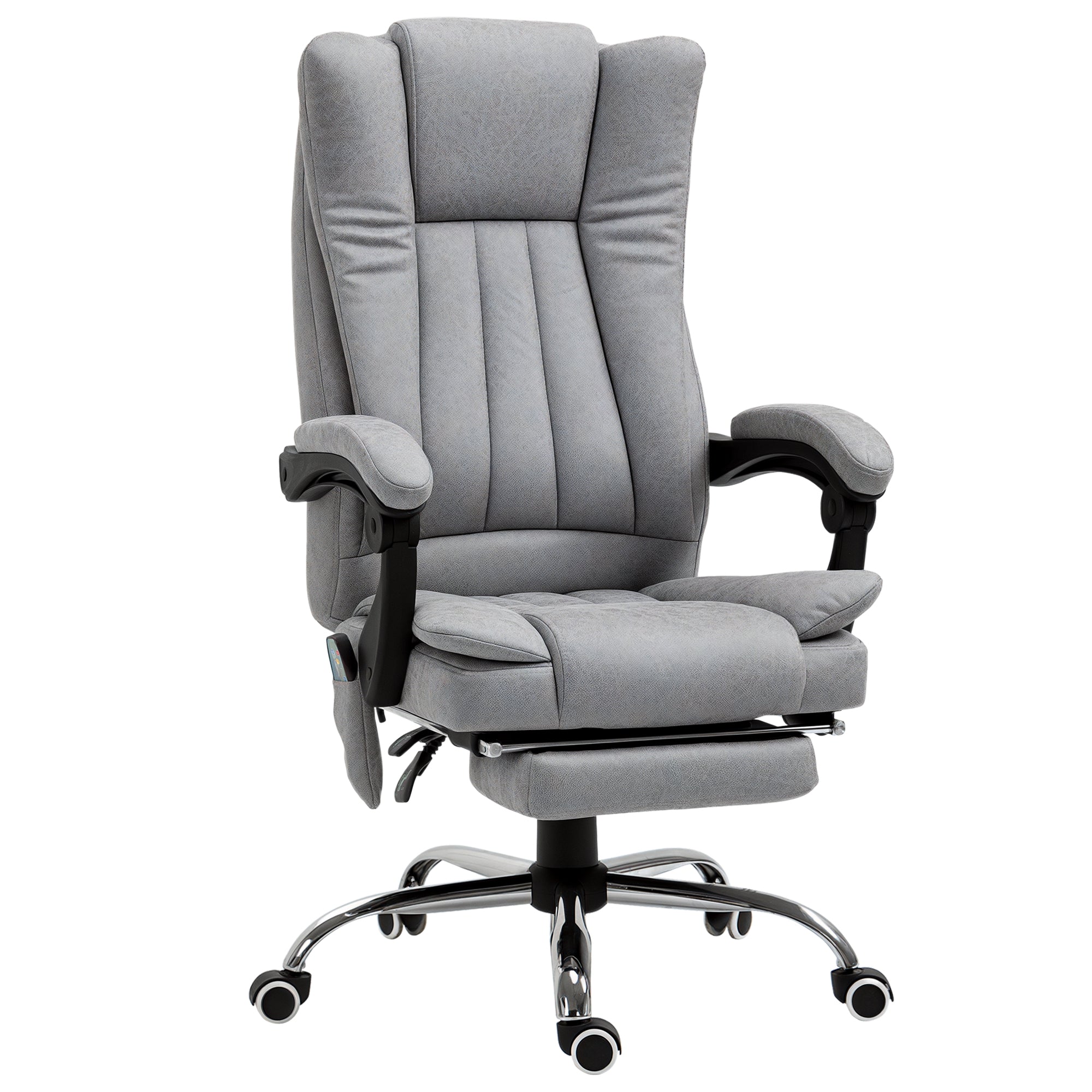 Office Chair with Massage Function, Ergonomic Desk Chair with Heating Function, Reclining Feature, Height Adjustable Swivel Chair with Footrest, Side Pocket, Gray