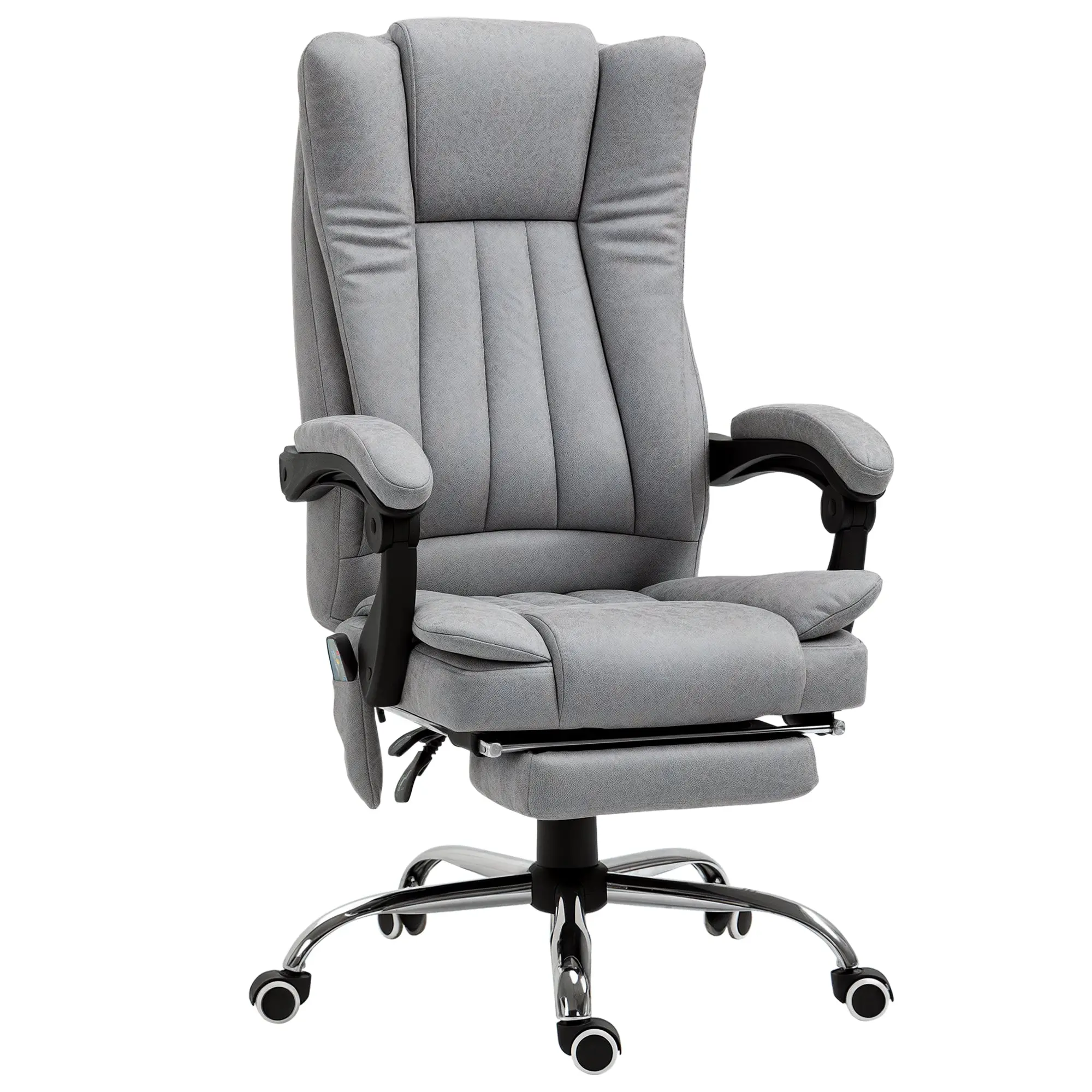 Office Chair with Massage Function, Ergonomic Desk Chair with Heating Function, Reclining Feature, Height Adjustable Swivel Chair with Footrest, Side Pocket, Gray