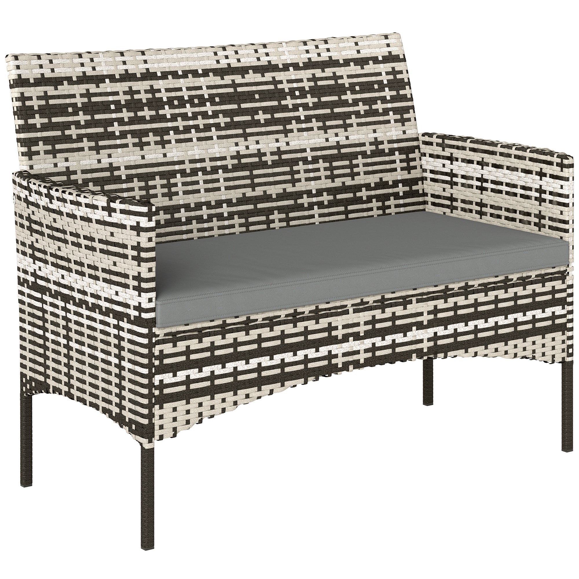Outsunny 2‑Sitzer Rattan‑Gartensofa mit Kissen – witterungsbeständig, hellgrau