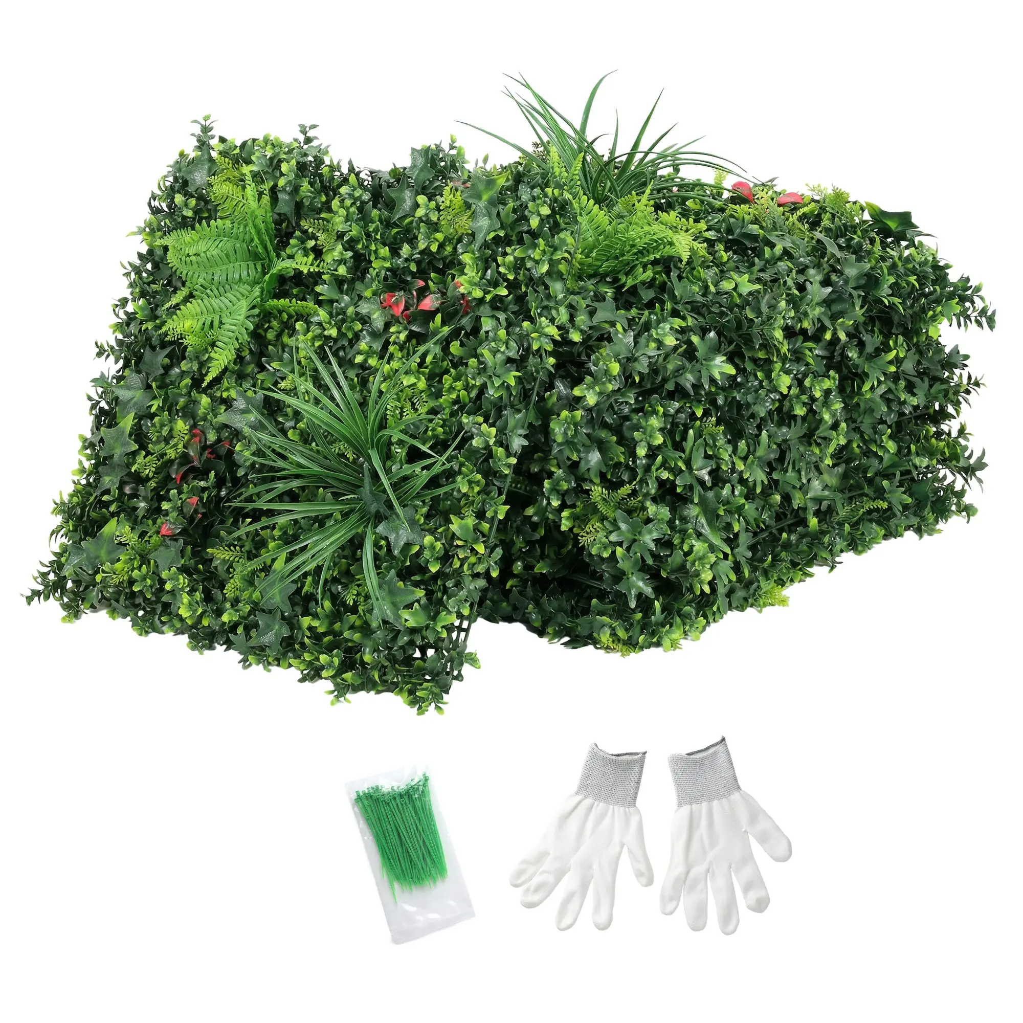 6-Pack Artificial Hedge Panels Privacy Screen, 19.7 x 19.7 in, Milan-Style, Easy Assembly, UV-Resistant, Balcony & Patio Decor, Green
