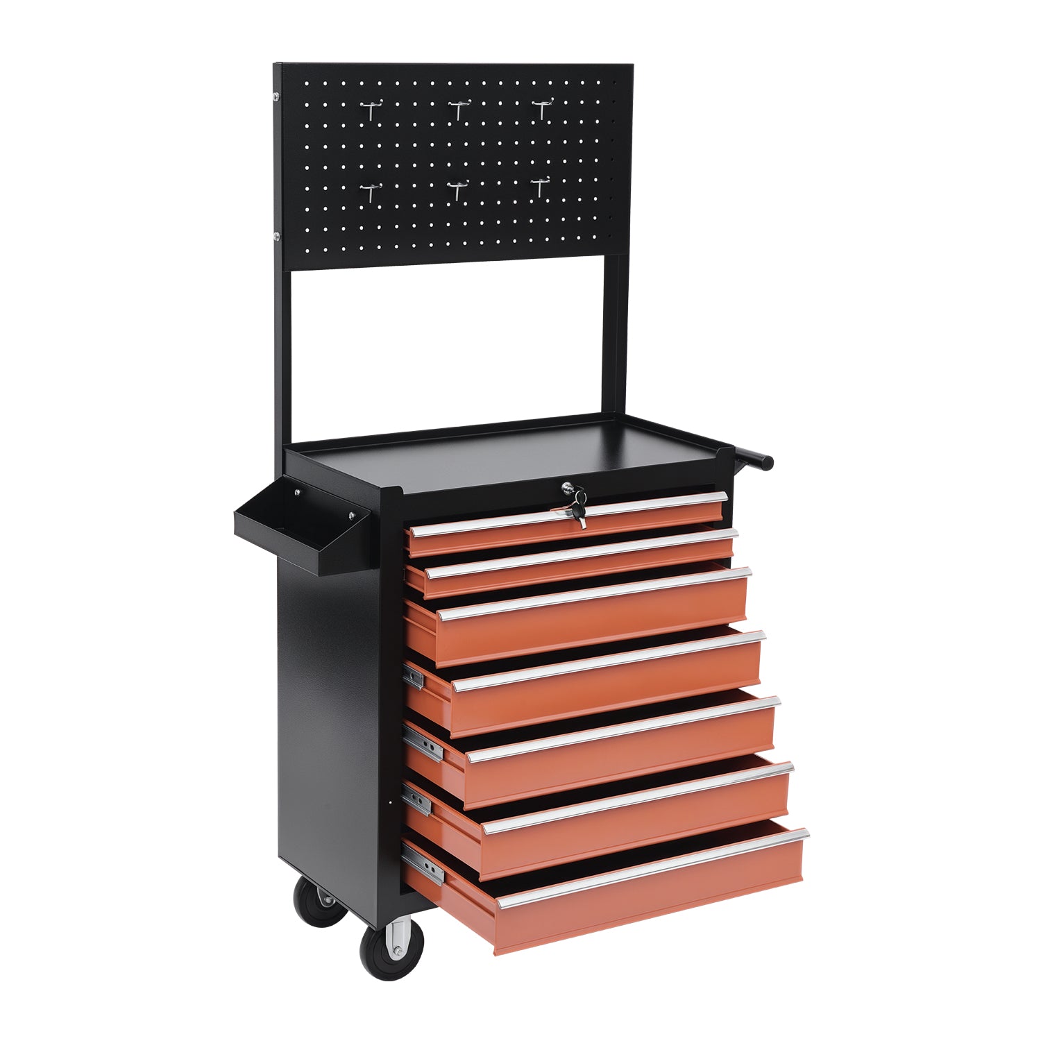 HOMCOM Werkzeugwagen mit Werkzeugschrank 61,5 x 33 x 76 cm Schwarz und Orange