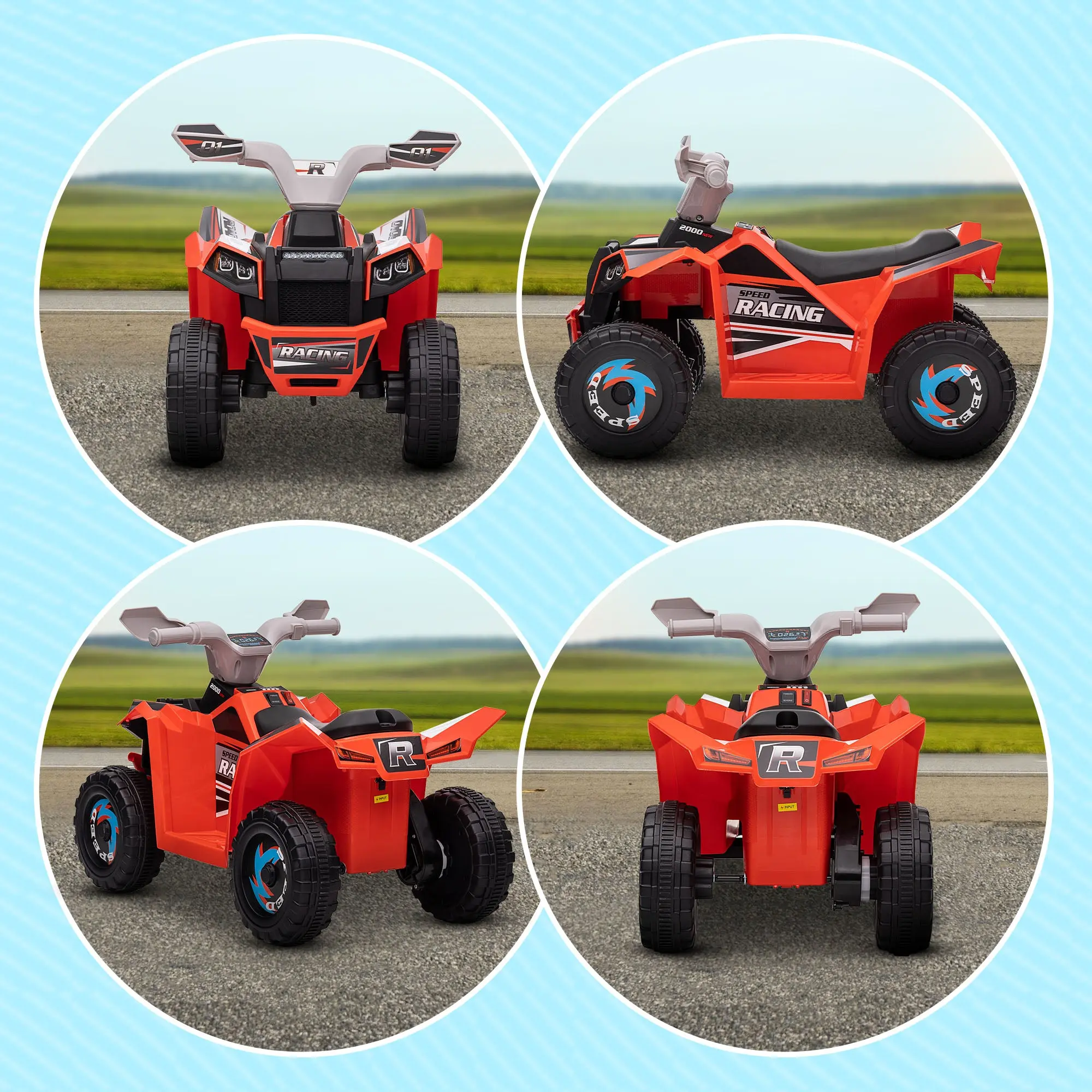 Electric Quad for Kids Battery-Powered Vehicle 6V with Forward and Reverse 70L x 41.5W x 48.5H cm Red