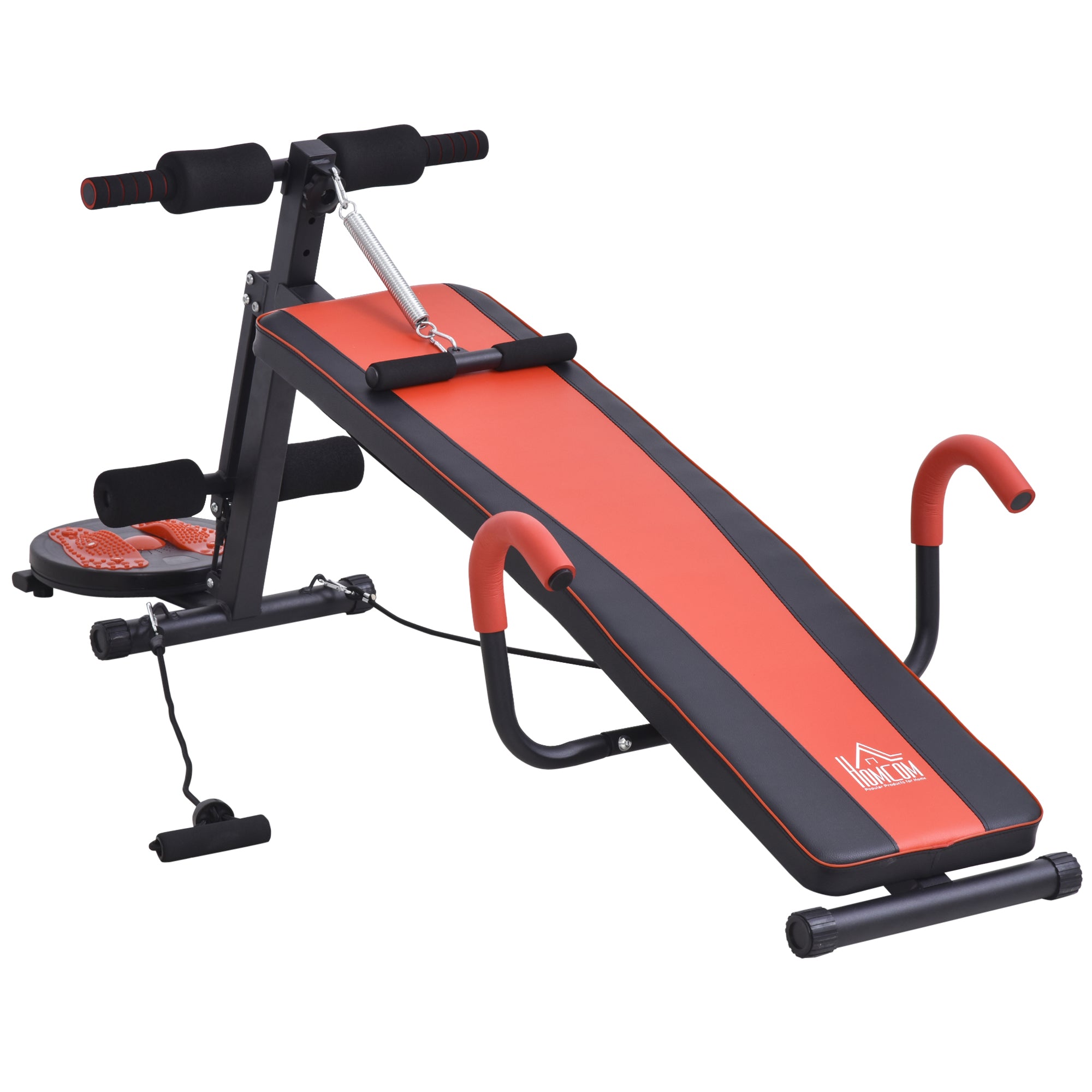 HOMCOM Klappbare Sit-Up Bank Multifunktionale Gewichtsbänke mit Widerstand, Trainingsbank für Ganzkörpertraining, flache Neigungsbank, Bauchtrainer für das Heimfitnessstudio bis 120 kg