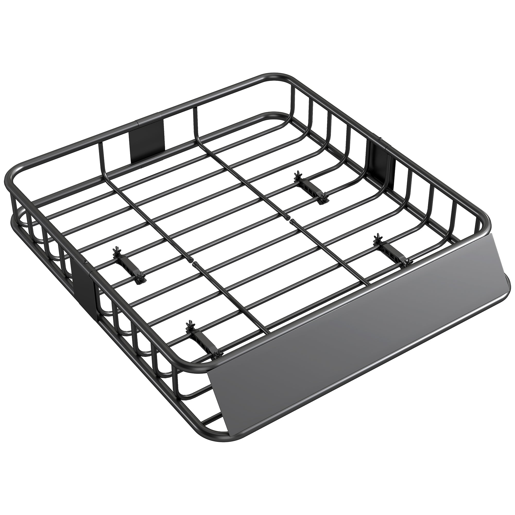 HOMCOM Universaalne Katusenõu Wind Deflektoriga, Terasest Katusetootja, Kandevõime kuni 90 kg, Katusenõu SUV-dele ja Veokitele 110 cm x 100 cm x 18.5 cm Must