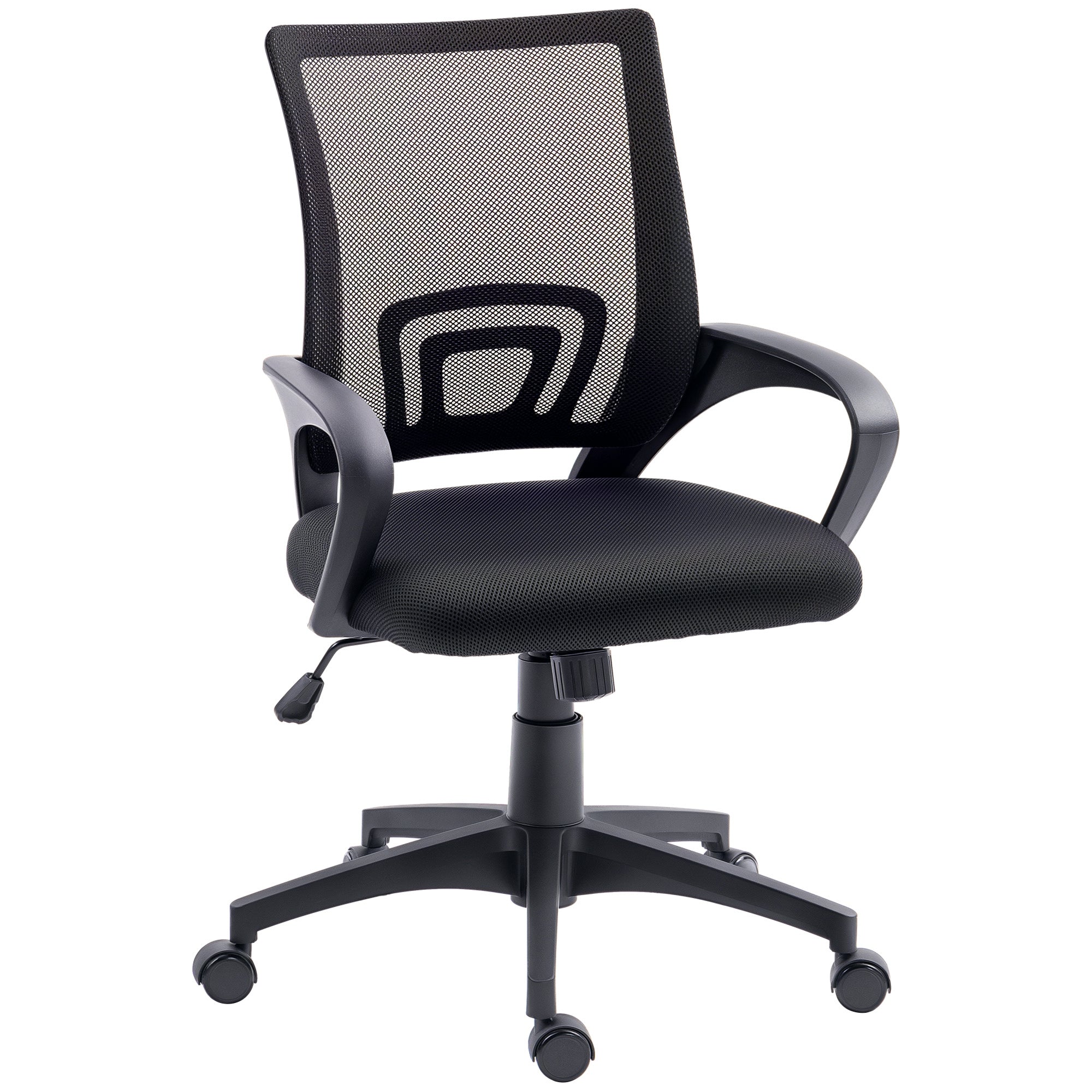Mesh Office Chair Swivel Desk Chair with Adjustable Height Rocking Function Lumbar Support and Armrests Study Chair Load 120 kg Black
