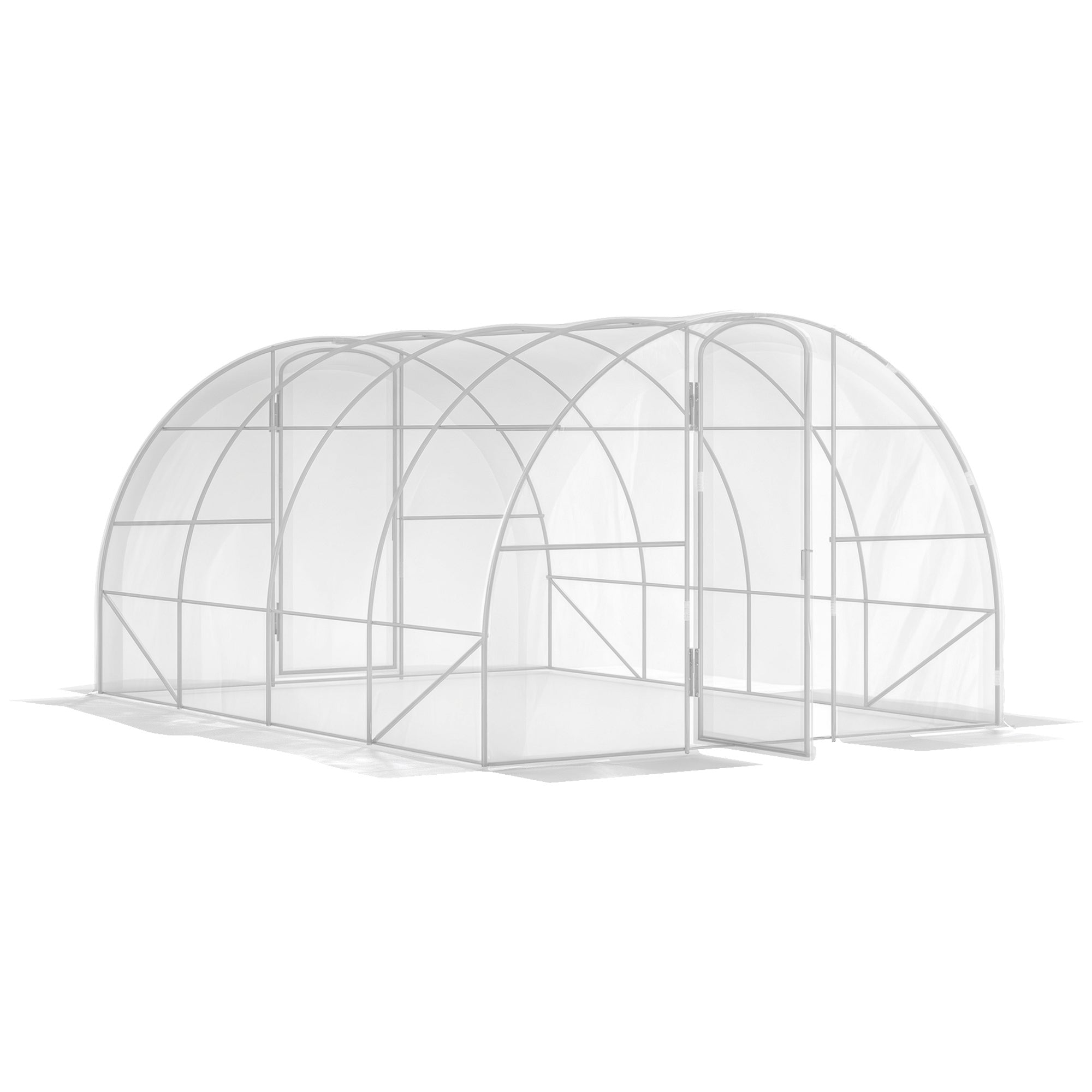 4x3x2m Tunnel Greenhouse Garden Greenhouse with 2 Doors PE 150g/m? Cover Galvanized Steel Frame and Rounded Roof for Cultivation of Plants Flowers Transparent