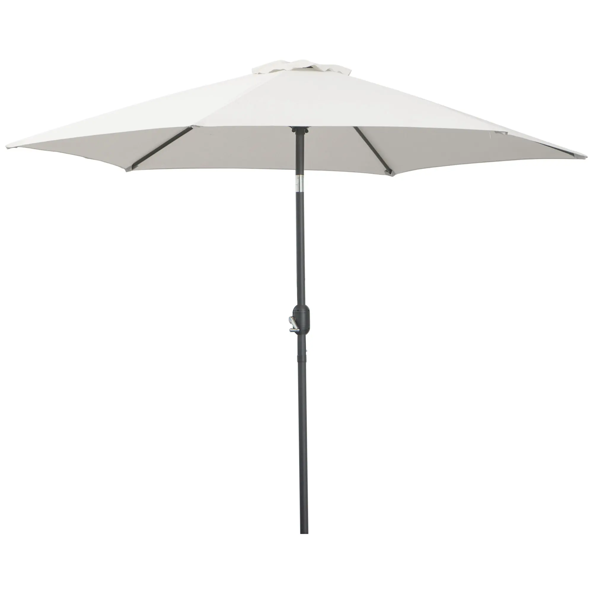 Aluminum Garden Umbrella ?260x235 cm Reclining Garden Parasol with Crank and 6 Metal Rods for Outdoor Terrace Balcony Cream