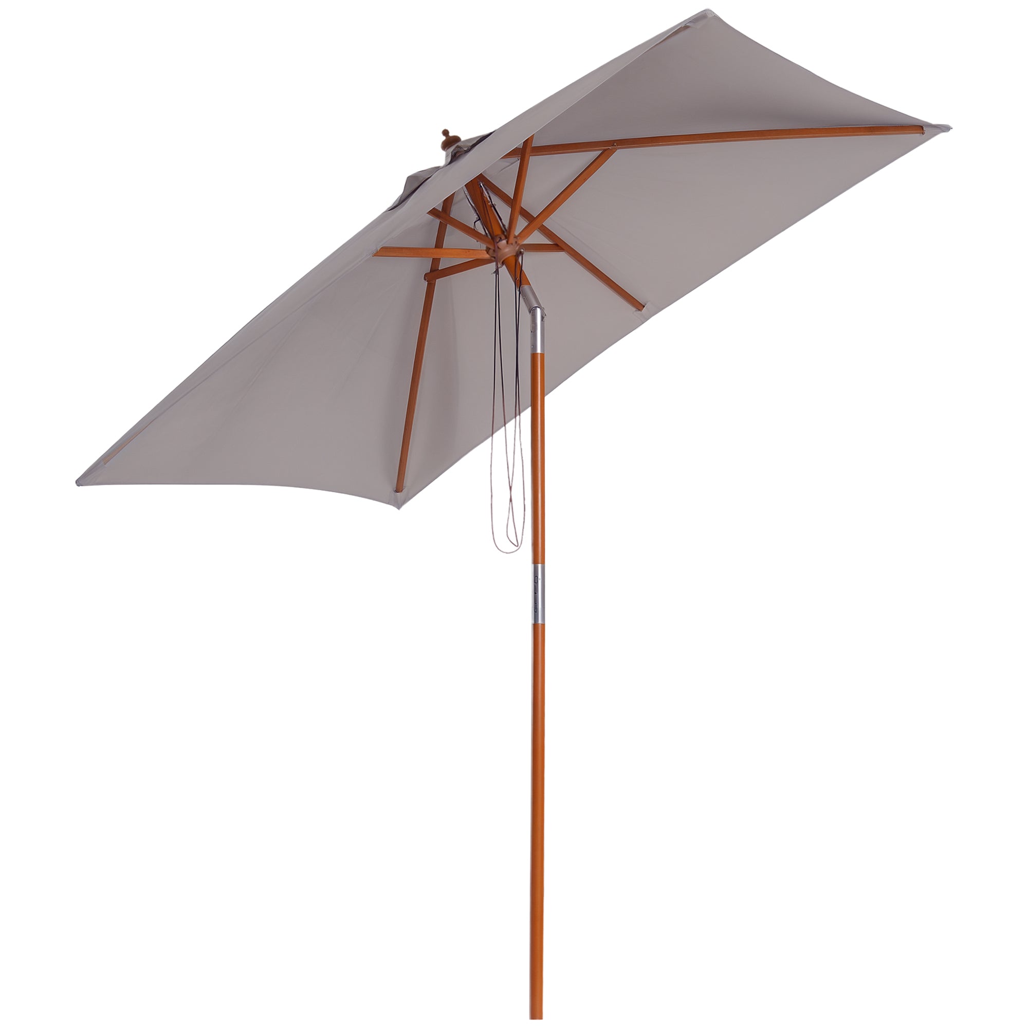 Outsunny Sonnenschirm 200 x 150 x 235 cm Neigbarer Garten-Sonnenschirm 3-stufig verstellbar Rechteckiger Strand-Sonnenschirm wasserabweisend und UV-beständig für Strand, Balkon, Terrasse, Garten in Gr