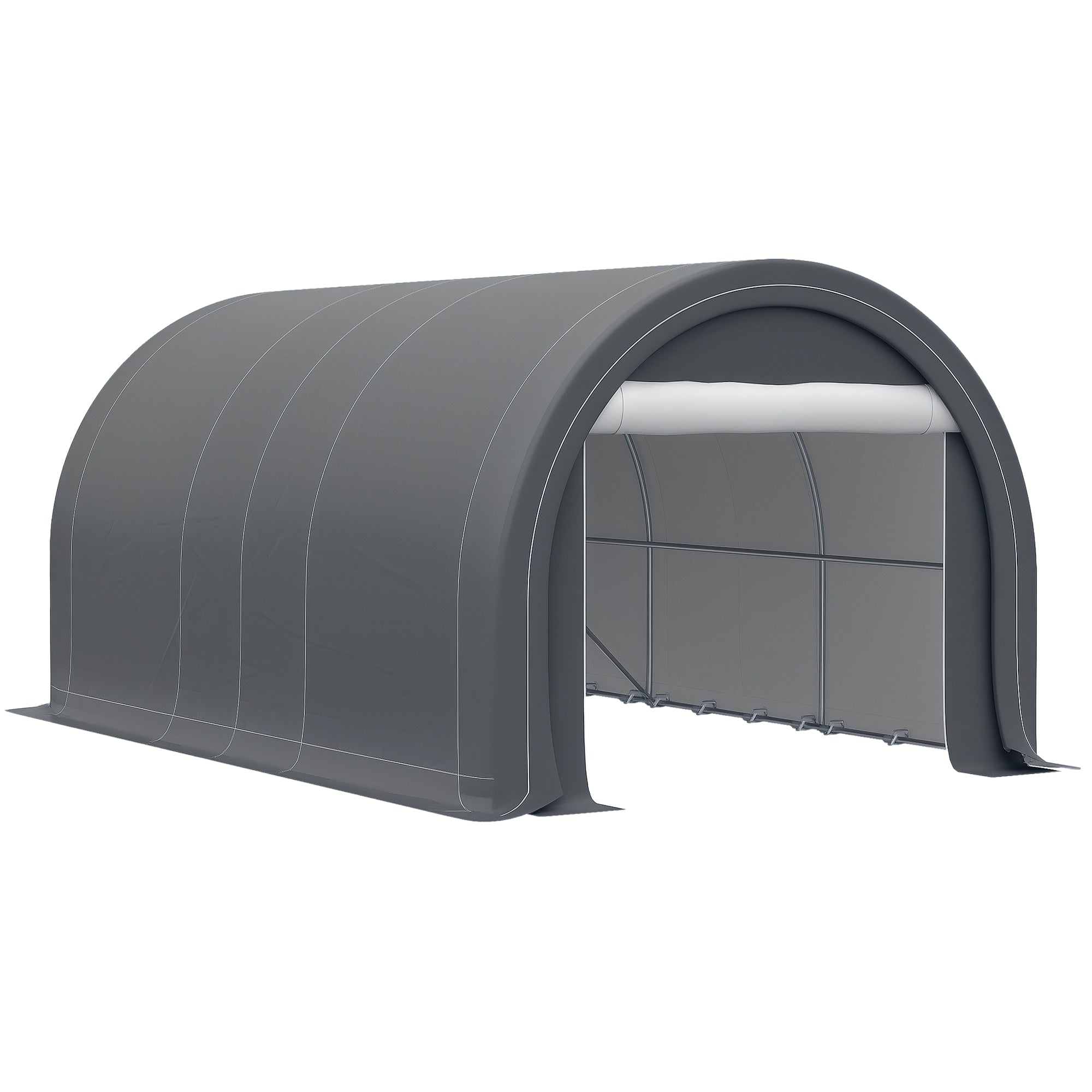 Carport Outsunny 5x3m Anti-UV pour Voiture Extérieur avec Auvent en PE Amovible et Cadre en Acier Galvanisé Gris