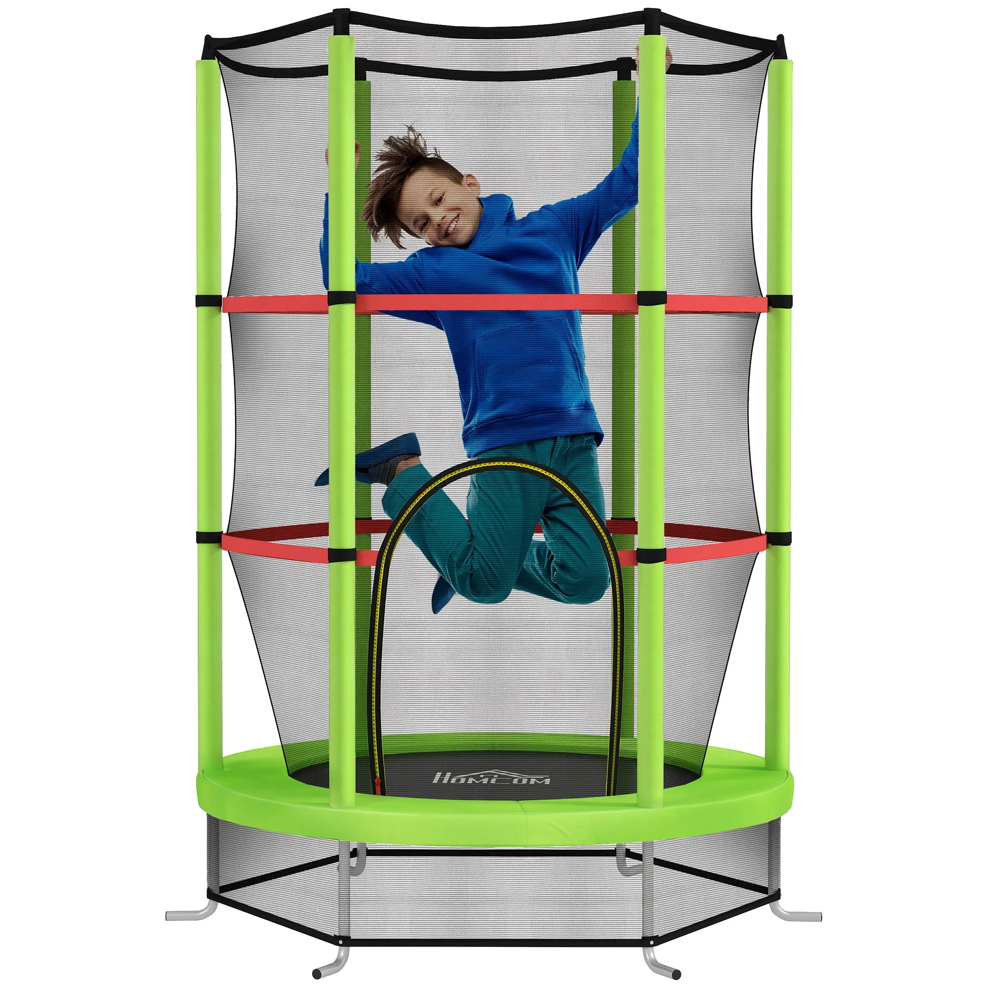Kids Trampoline ?140x190 cm Children's Trampoline for 3-6 Years Old with Safety Net 45 kg Load Indoor Green