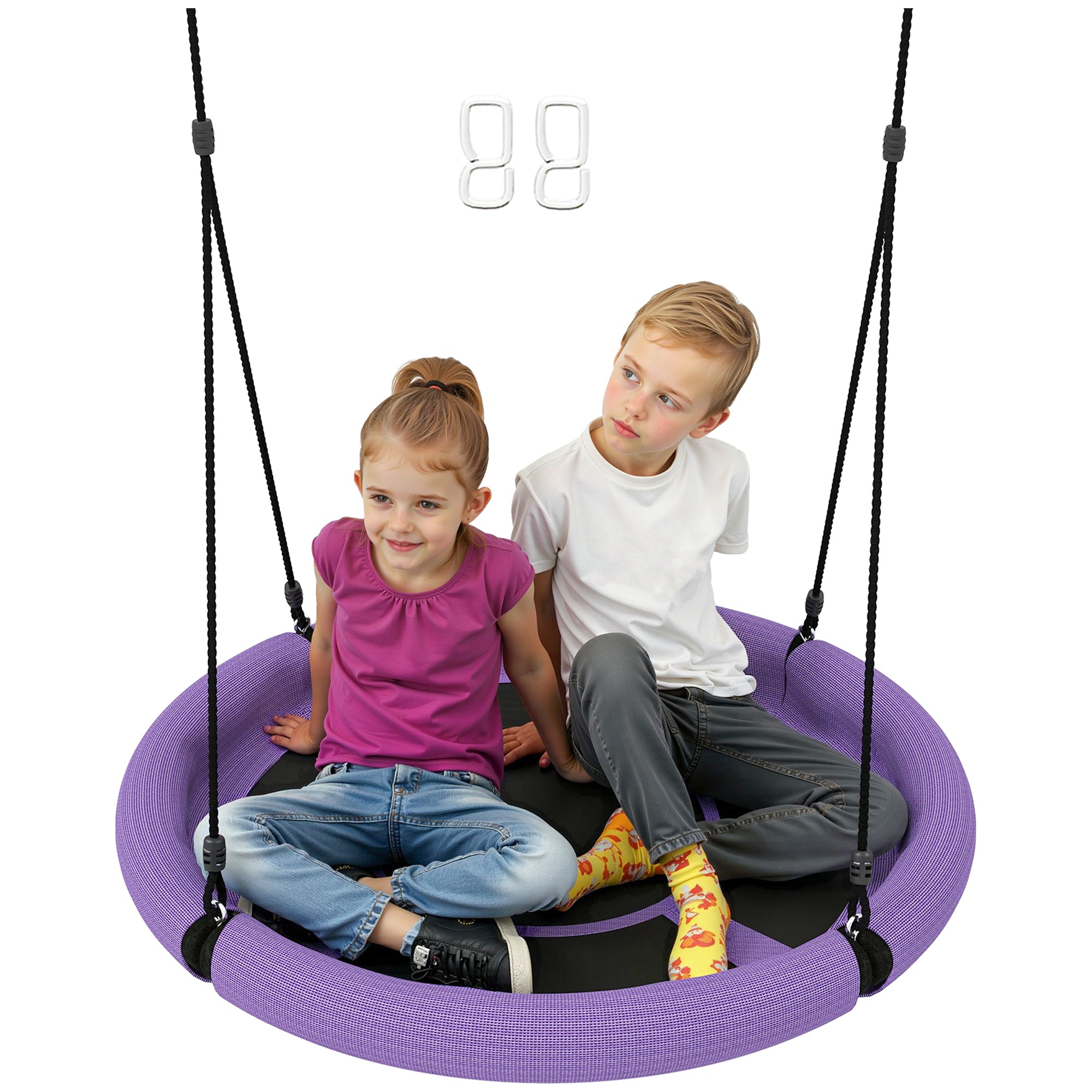 Nest Swing ?98 cm Plate Swing Height-Adjustable Garden Swing up to 150 kg Load-Bearing Durable & Weatherproof Hanging Swing Children's Swing Outdoor Indoor for Kids and Adults