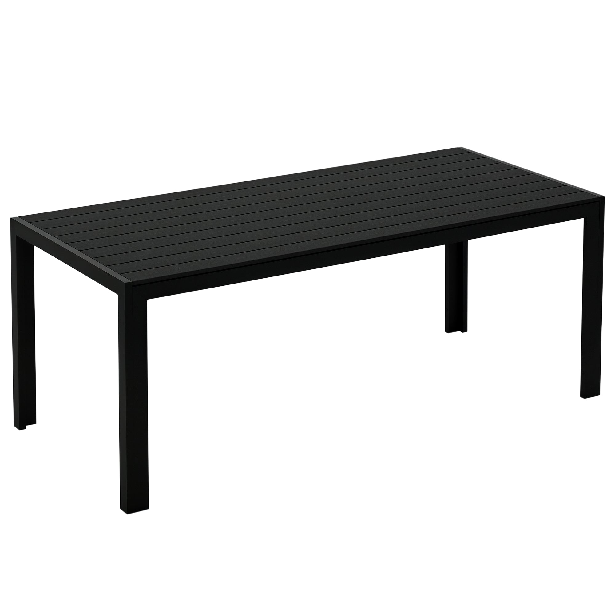 Outsunny Havebords Plast 190 x 84,5 x 72 cm Vejrbestandig, Trælook, Træsstruktur, Skridsikker Buffetbord Campingbord Altanbord Terrassebord Udendørs Spisebord til Have, Altan Sort