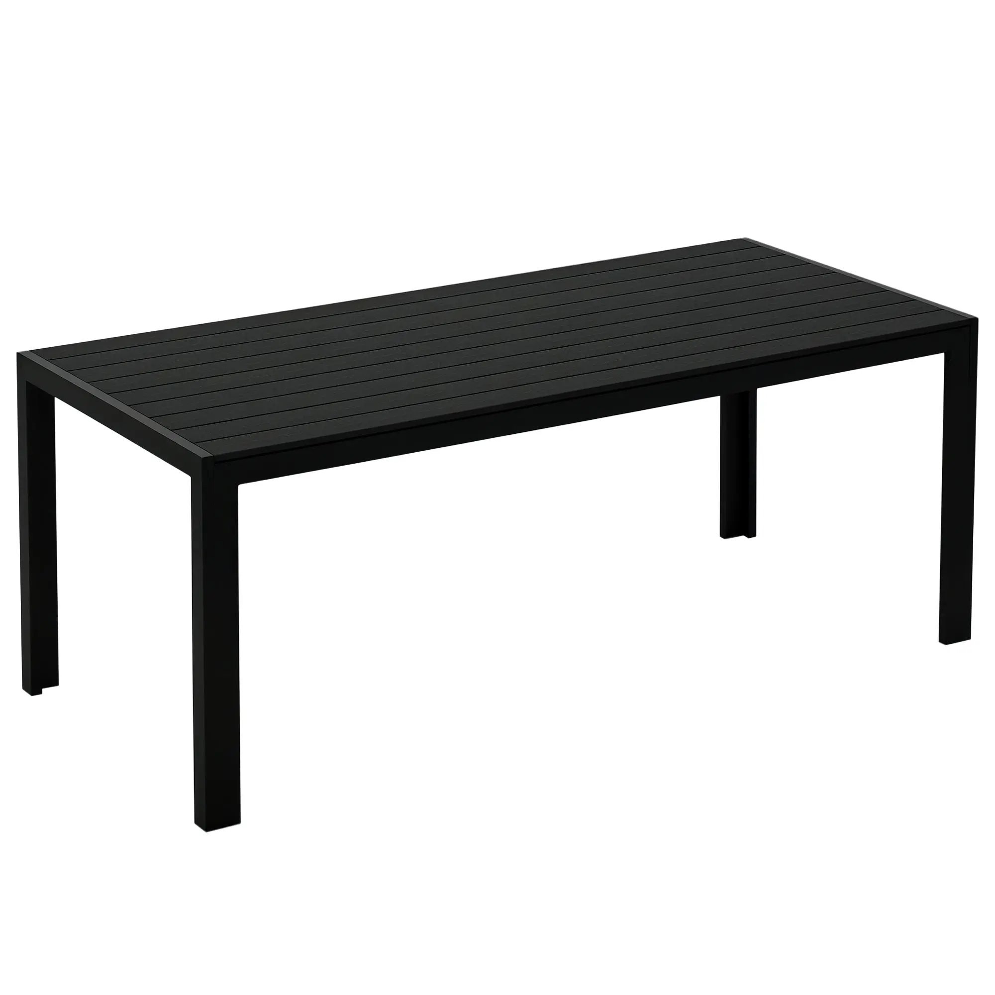 Garden Table Plastic 190 x 84.5 x 72 cm Weatherproof, Wood Look, Wood Structure, Non-Slip Buffet Table Camping Table Balcony Table Terrace Table Outdoor Dining Table for Garden, Balcony Black