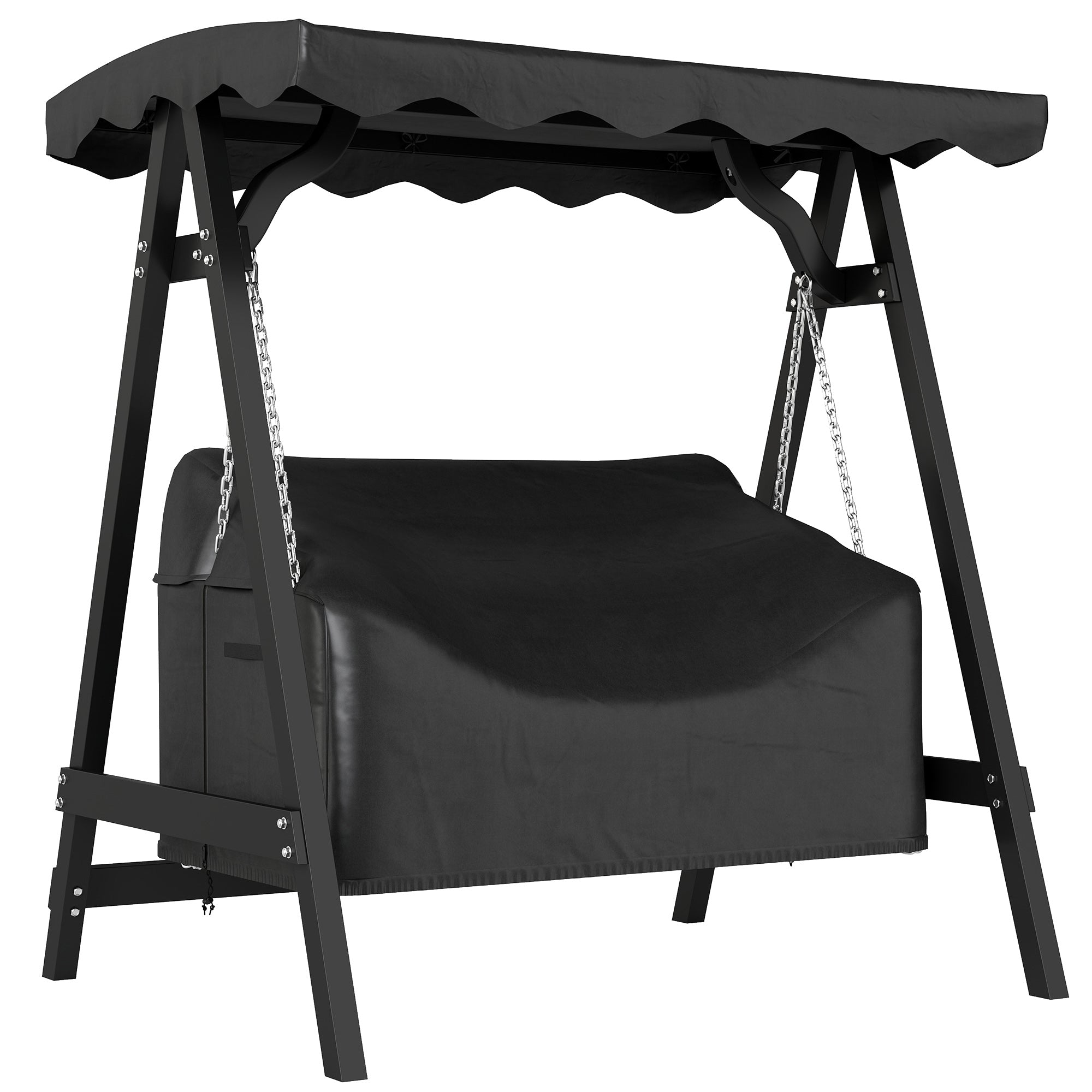 Outsunny Schutzhülle für 2‑Sitzer‑Schaukel, wasserdicht & winddicht, UV‑beständig, 142 × 76 × 81 cm (56 × 30 × 32 Zoll) — Schwarz