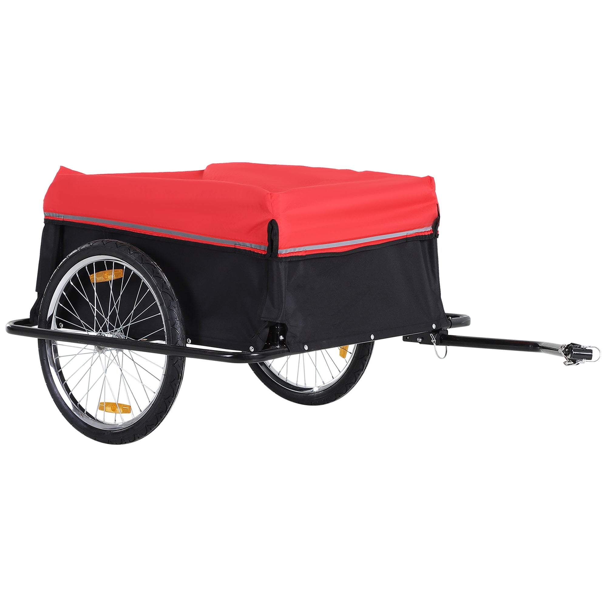 HOMCOM Foldbar Cykeltrailer med Kobling, Transportvogn med op til 40 kg Lastkapacitet, Transporttrailer til Cykelhandvogn 140 x 88 x 60 cm
