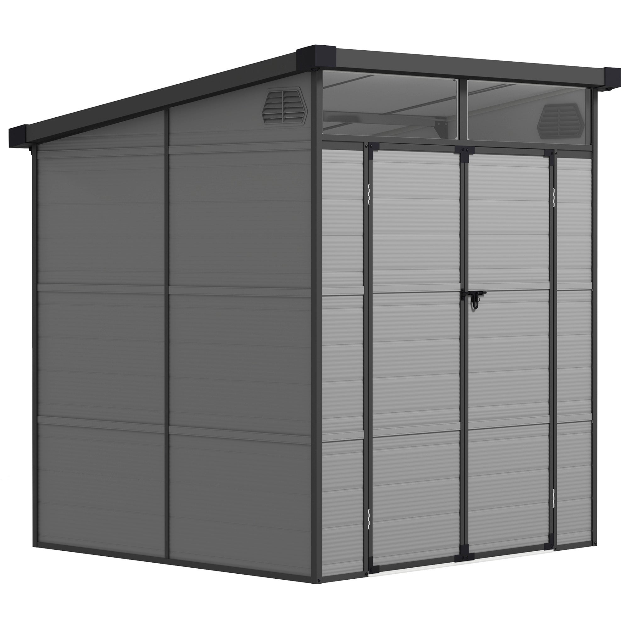 Plastic Shed 3.24m? 190x191x215cm Tool Shed with Pent Roof, Lockable Door, Weatherproof Garden House, Outdoor Storage Cabinet for Backyard, Exterior, Light Grey