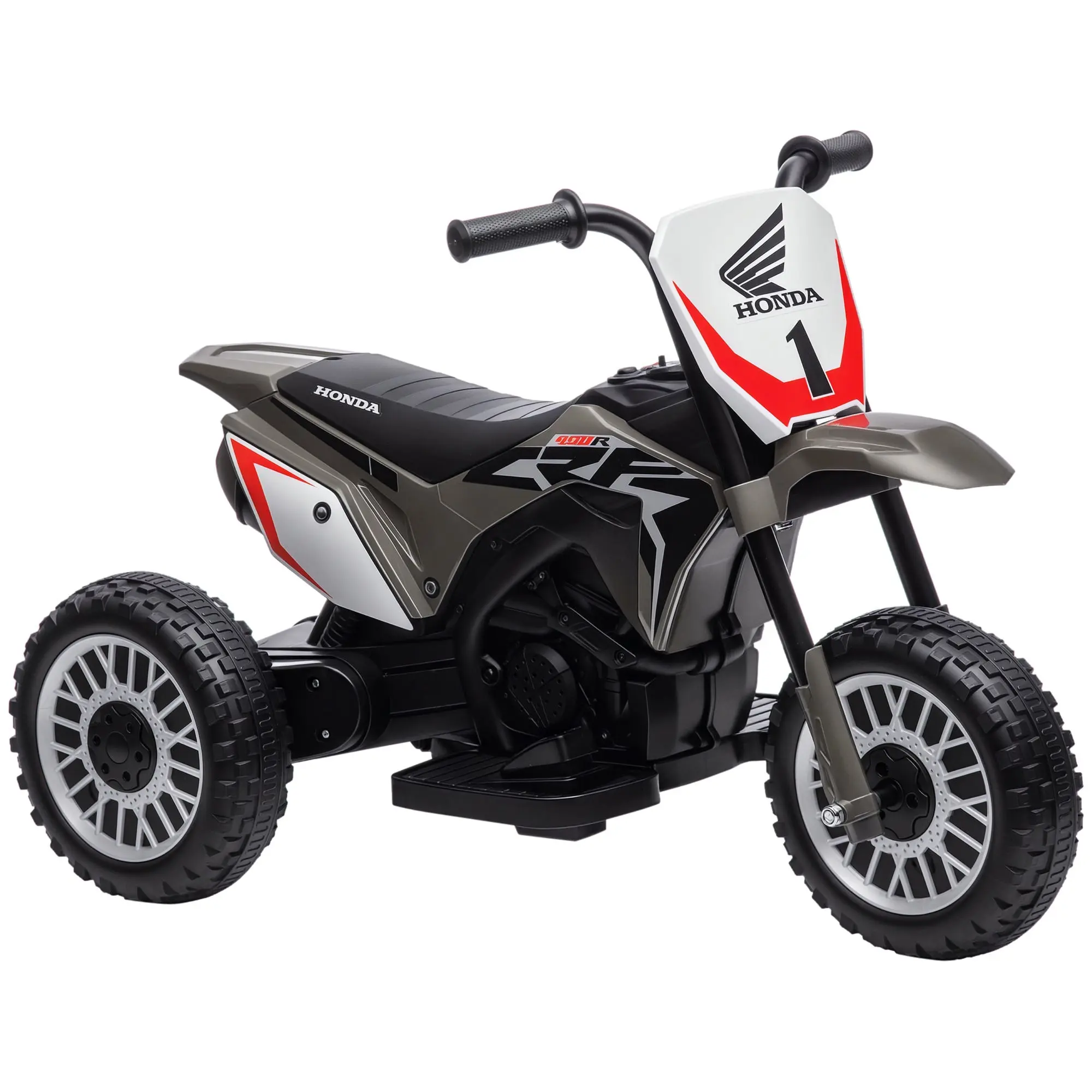 Honda CRF450RL Licensed Electric Motorcycle for Kids 18+ Months 6V Battery-Powered Motorbike with 3 km/h Speed Horn and Start Sound Load 25 kg 71x40.5x43.5 cm Gray