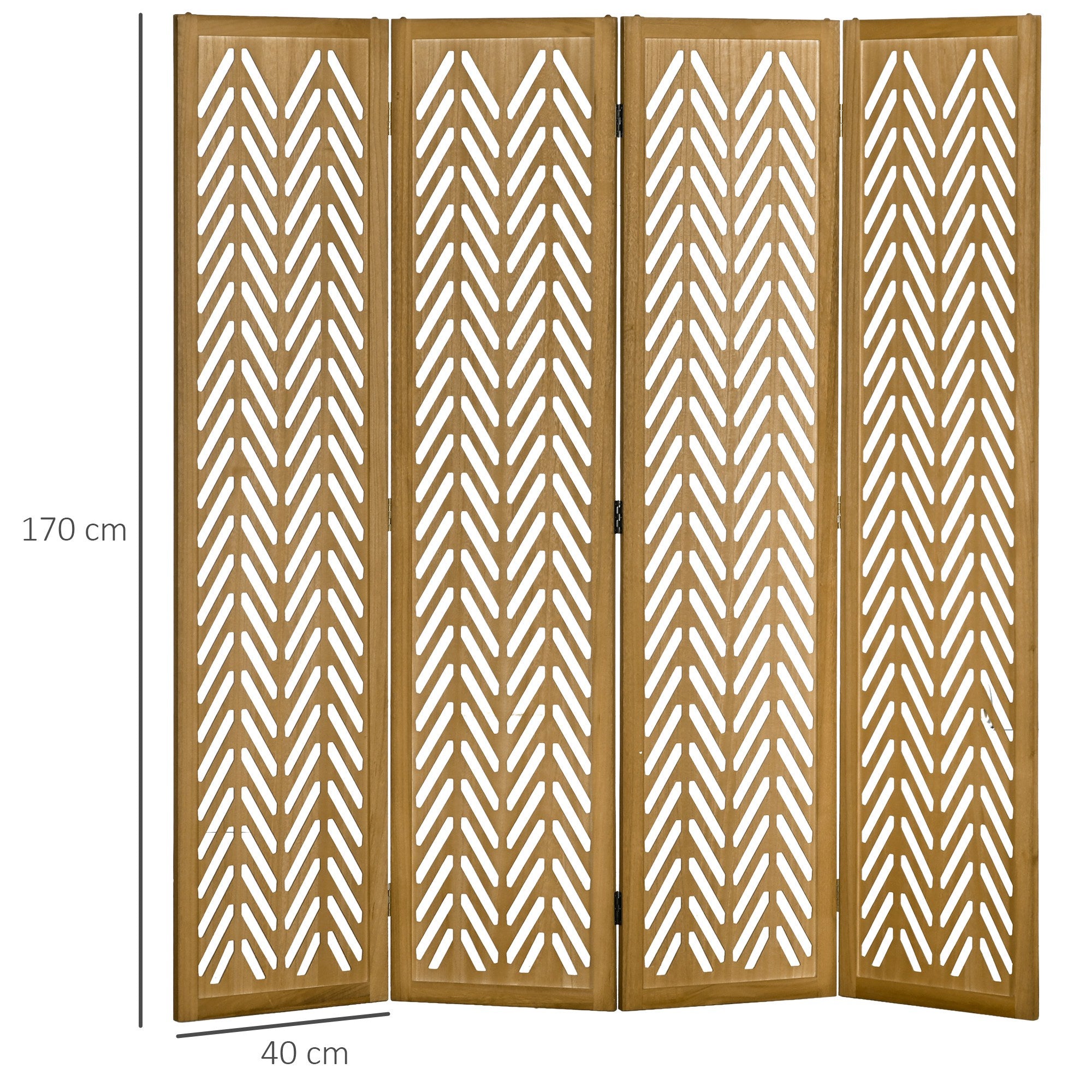 HOMCOM Træ Lattice Rumdeler Indendørs Foldbar Partition 4 Paneler Naturligt Træ 160 x 170 cm