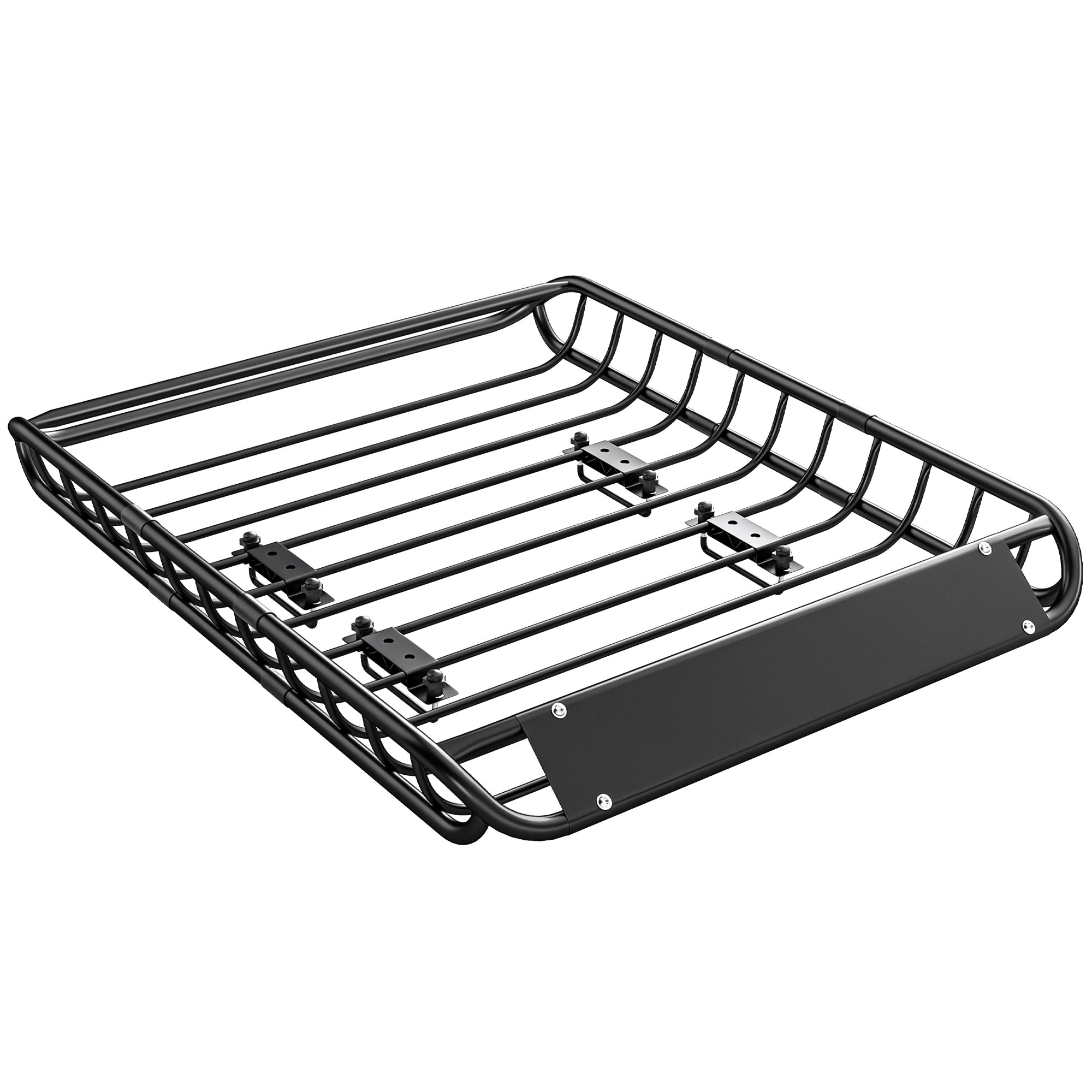 SPORTNOW Universeller Dach-Transportkorb mit Windabweiser — Stahl, rostbeständig, Traglast 150 kg, 116 x 92 x 11,5 cm — Schwarz