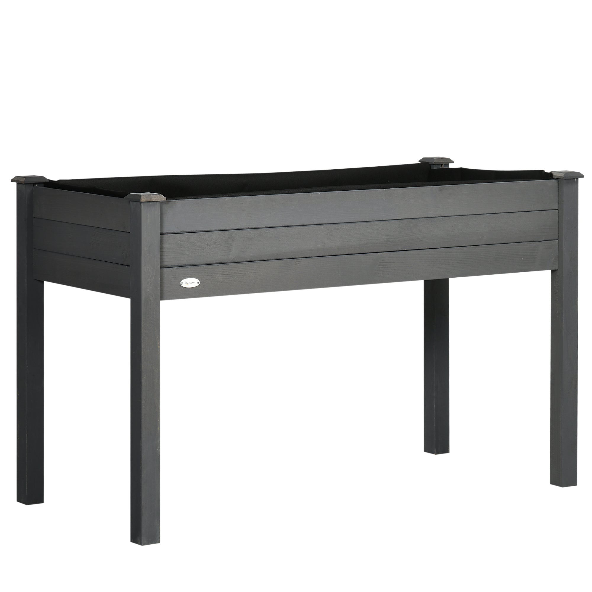 Vyvýšený zahradní záhon Outsunny rozměry 123L x 57W x 76H cm, obsahuje zavlažovací vložky + drenážní textilem, solidní jedlové dřevo