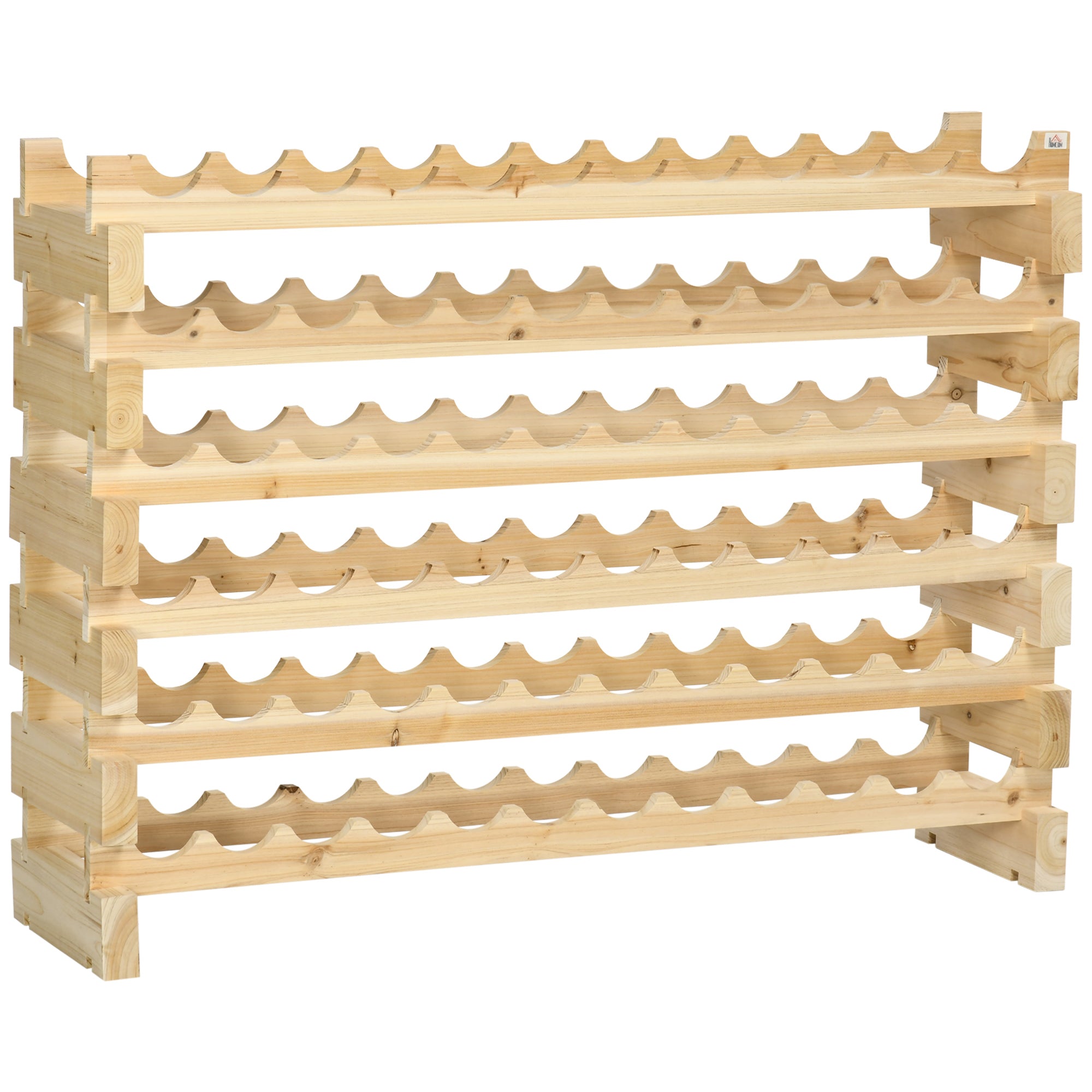 HOMCOM Weinfass für 72 Flaschen, 6-stufiges vertikales Weinfass, Tragfähigkeit 100 kg für Küche, Esszimmer, Bar, 114x28x85 cm aus Naturholz