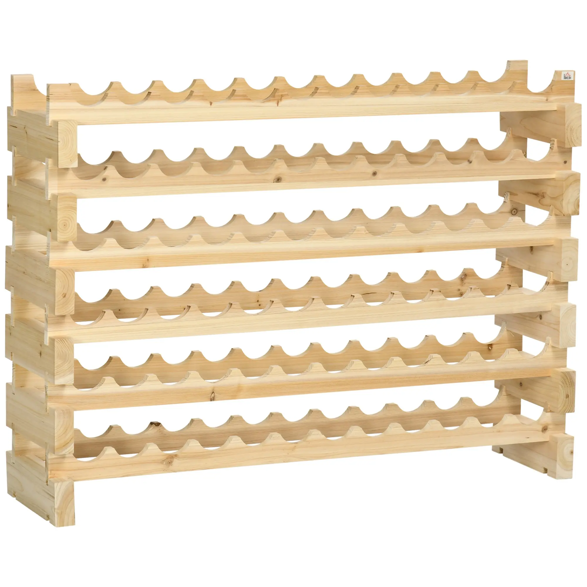 72-Bottle Wine Rack 6-Level Vertical Wine Rack Load 100 kg for Kitchen Dining Bar 114x28x85 cm Natural Wood