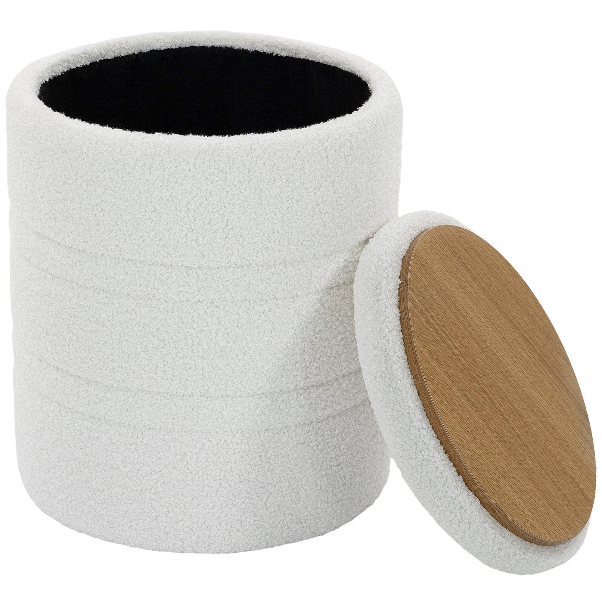 Pouf de rangement HOMCOM avec couvercle, capacité 120 kg — Tabouret d'appoint moderne pour salon, chambre, entrée, blanc