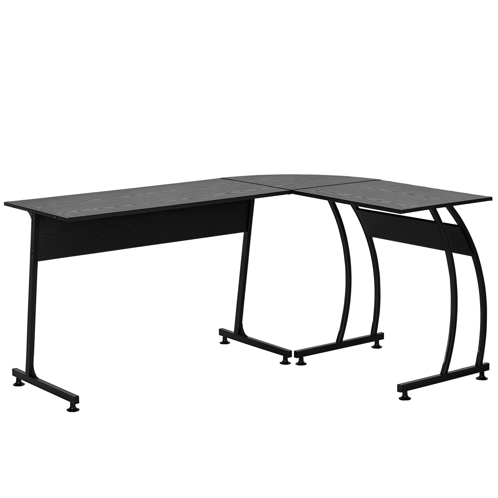 HOMCOM L-Formet Computerbord til Studie og Kontor - Minimalistisk Moderne med Stort Plads 112,5x152x74 cm Sort