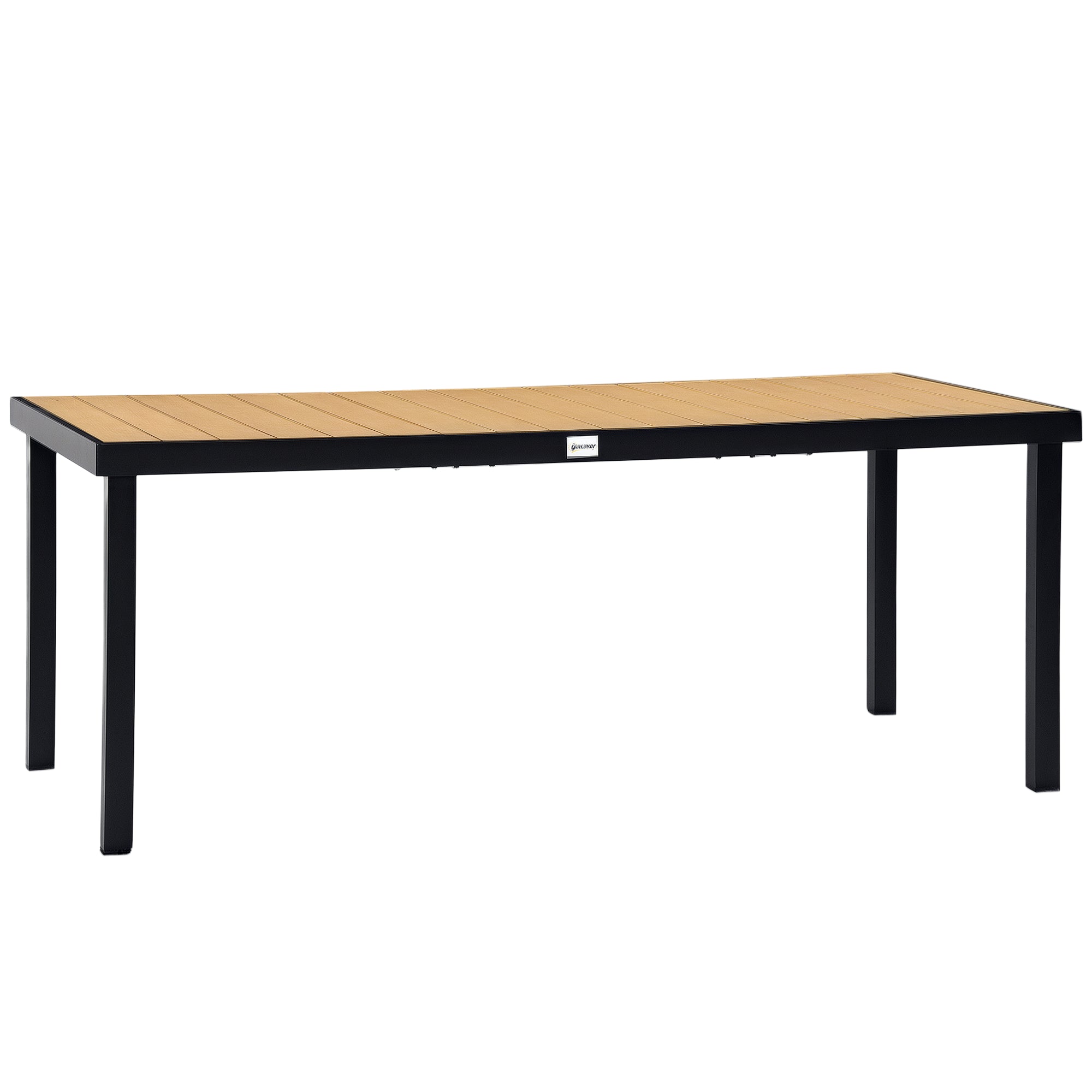 Garden Table for 8 Persons Dining Table Aluminum Table Patio Furniture Lounge Furniture Easy to Clean Plastic Natural+Black 190 x 90 x 74 cm