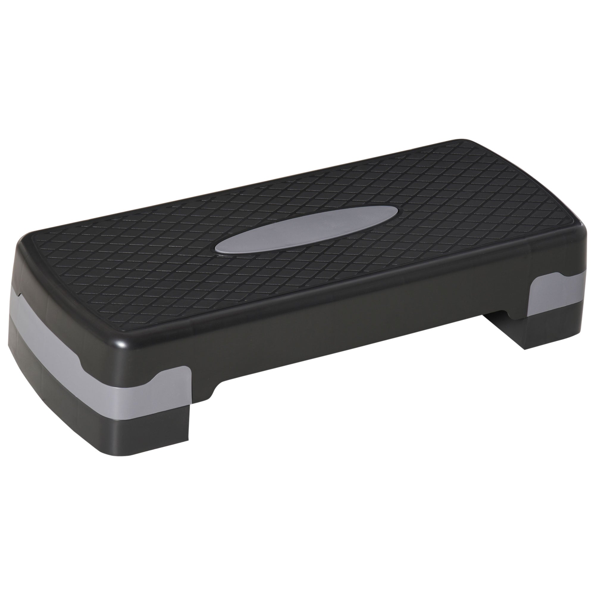 HOMCOM Aerobics Stegbräda Hemtränare Steppare 2-stegs höjdjusterbar (10/15 cm) lämplig för hemmet och kontoret Svart+Grå 68 x 29 x 15 cm