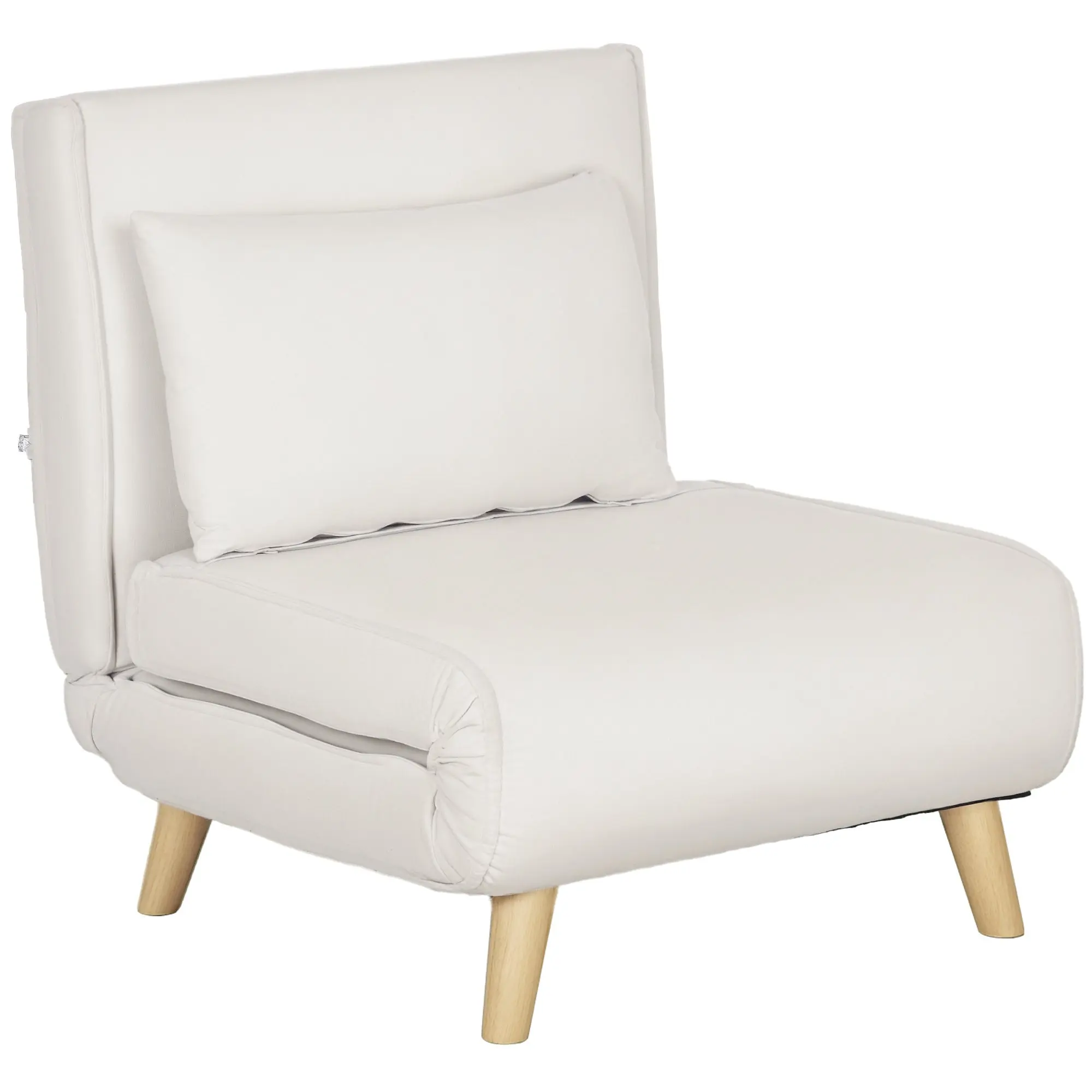 3 in 1 Sleeper Chair, Sofa Bed with Bed Function, Lumbar Pillow, Foldable Recliner with Adjustable Backrest Chaise Lounge in Linen Look, for Living Room, Cream