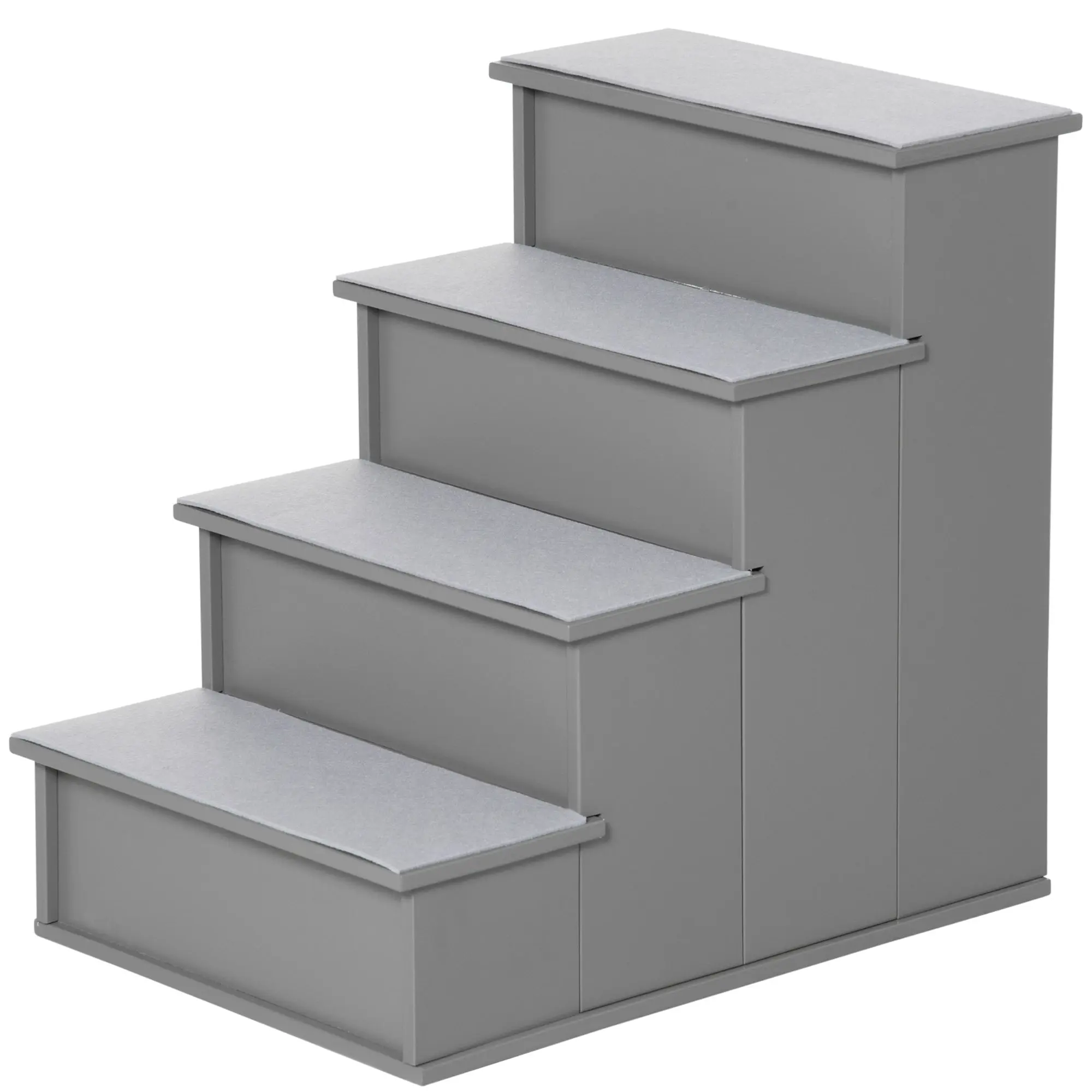 Pet Stairs 4-Step Dog Stairs Cat Stairs Entry Aid with Anti-Slip Mat Pet Ladder for Car Bed Sofa Gray 40 x 59 x 54.2 cm