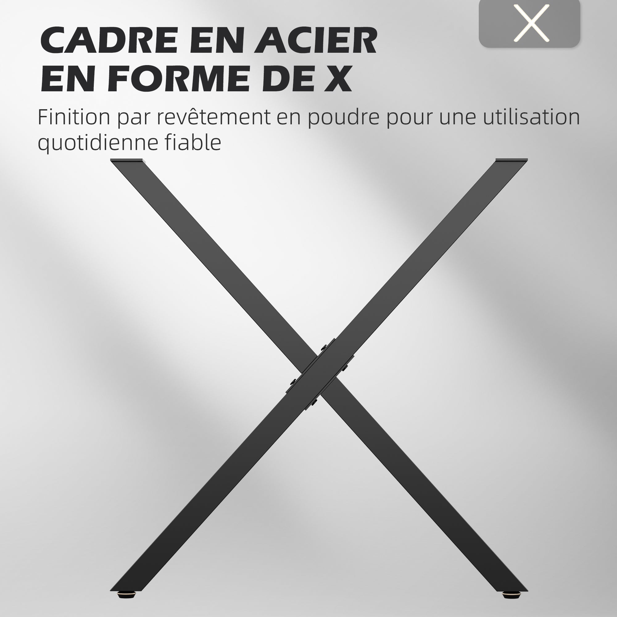 HOMCOM Lot de 2 pieds de table en acier en forme de X - 70L x 8l x 72H cm - design industriel