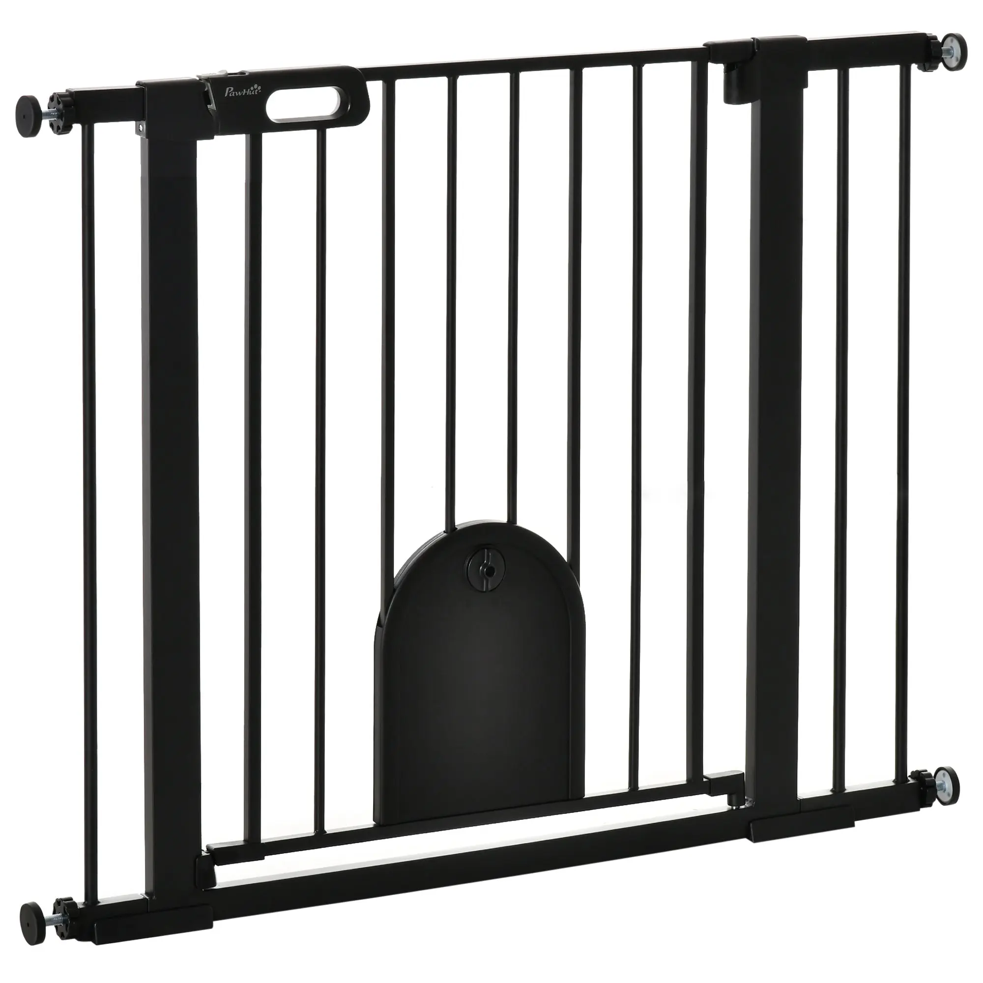 Pet Safety Gate 75-103 cm for Stairs and Doors with 2 Extensions Automatic Lock and Double Locking System Black