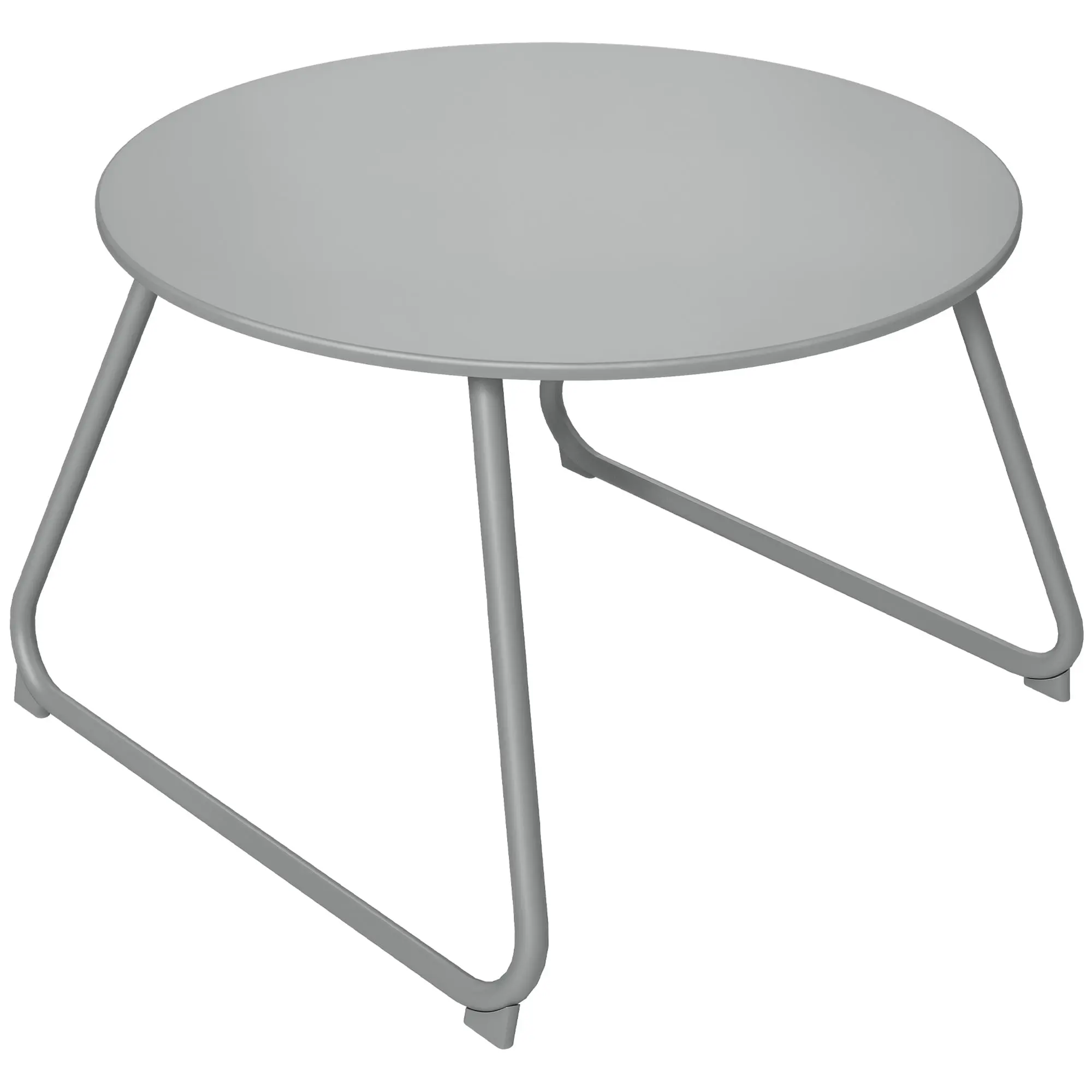 Round garden coffee table, outdoor side table, ?60 cm, adjustable non-slip pads, epoxy metal, grey