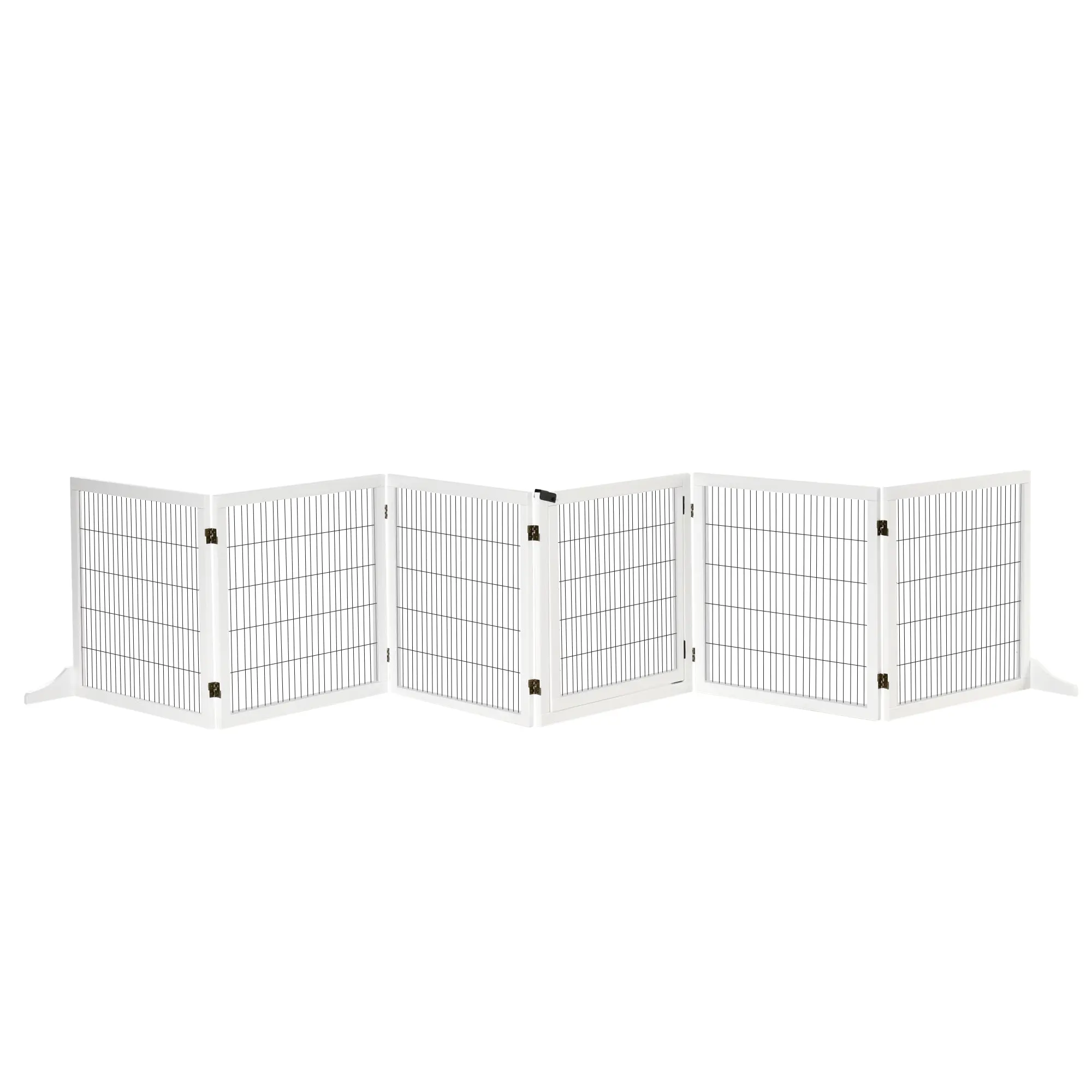 Dog Barrier Adjustable Pet Gate with Feet 432 x 70 cm Wooden Dog Gate Foldable Stair Gate Dog Barrier for Stairs, Doors, Hallway, 6 Panels, White