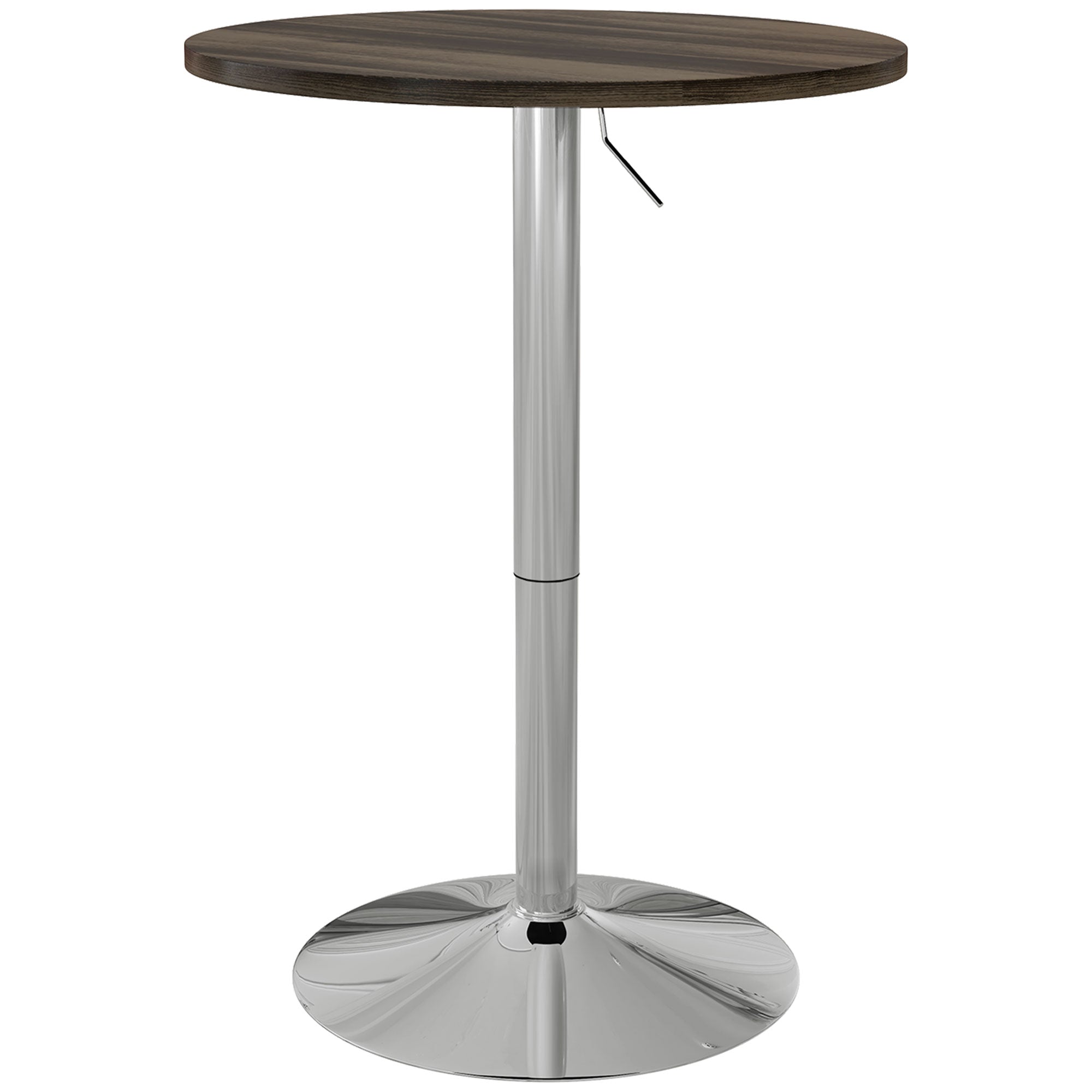 HOMCOM runder höhenverstellbarer Bartisch für 2, 69–91 cm Höhe, 360° drehbar, Stahlfuß, Walnuss