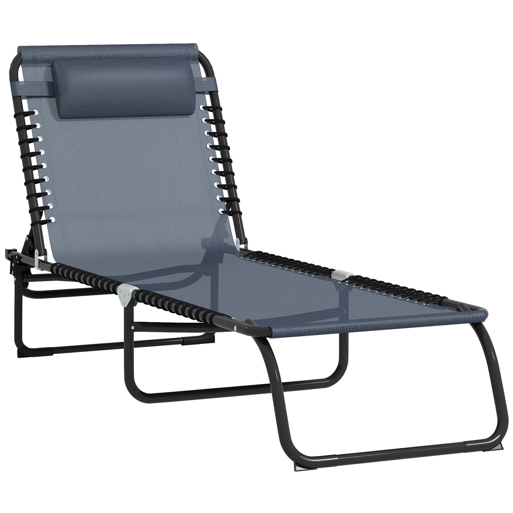 Folding Sun Lounger Garden Lounger, Recliner with 4-Position Adjustable Backrest, Weatherproof Camp Lounger up to 120 kg Load Capacity, for Garden Beach Pool, Gray