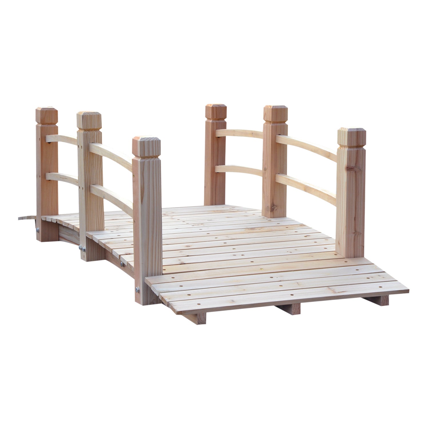 Outsunny Aed Sild Puit Sild Jalgsillutused Tiigi Sild Dekoratiivne Sild Railinguga kuni 180 kg Looduslik Mänd 152.5 x 67 x 48 cm
