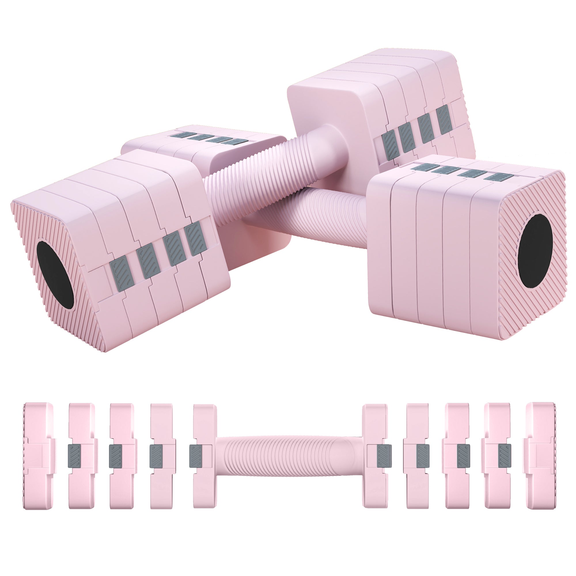SPORTNOW Justerbare Håndvægte 10 kg Vægt Sæt med Skridsikkert Håndtag og Firkantet Design Håndvægt Sæt til Hjemmegymnastik Kontor Pink