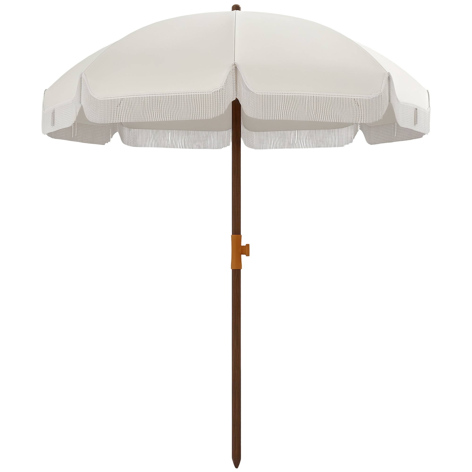 Beach Umbrella with Fringes ?190x210 cm Patio Sunshade with 8 Rods Manual Opening Anti-UV Waterproof and Carry Bag for Garden Pool Light Gray