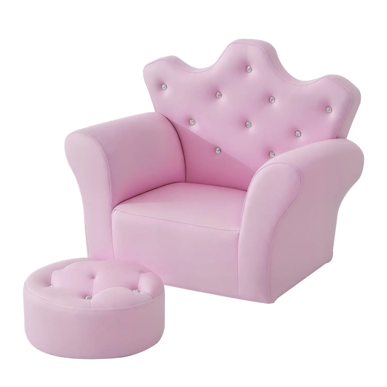 Children's Play Sofa with Ottoman, Kids Sofa Princess Play Sofa Mini Couch for Cozy Corner, Children's Room, Playroom, Bedroom, Pink