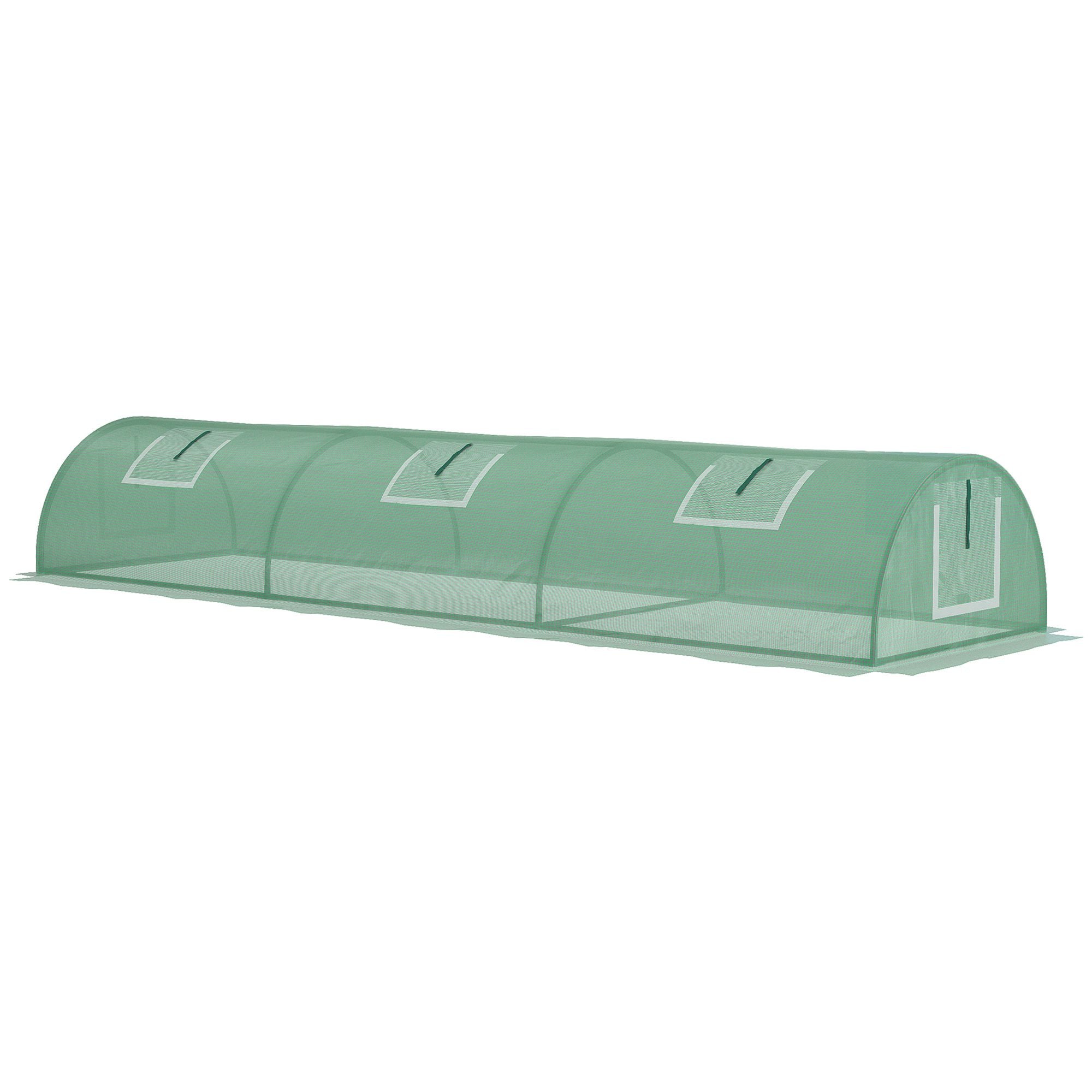 Mini Garden Tunnel Greenhouse 300 x 80 x 45 cm 5 Roll-up Windows PE 140 g/m? Green Epoxy Metal