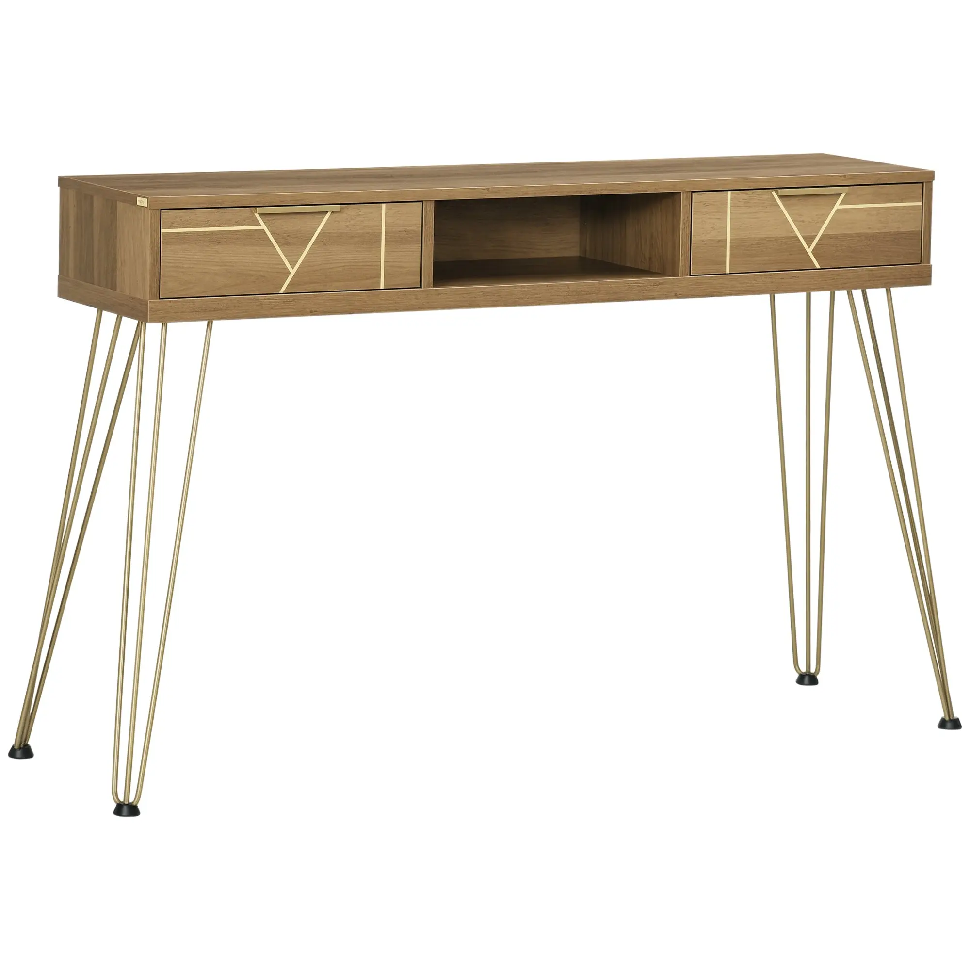 Console Table Entryway Table with 2 Drawers Open Shelf and Steel Legs for Living Room Hallway Modern Style 120x29x79 cm Bronze